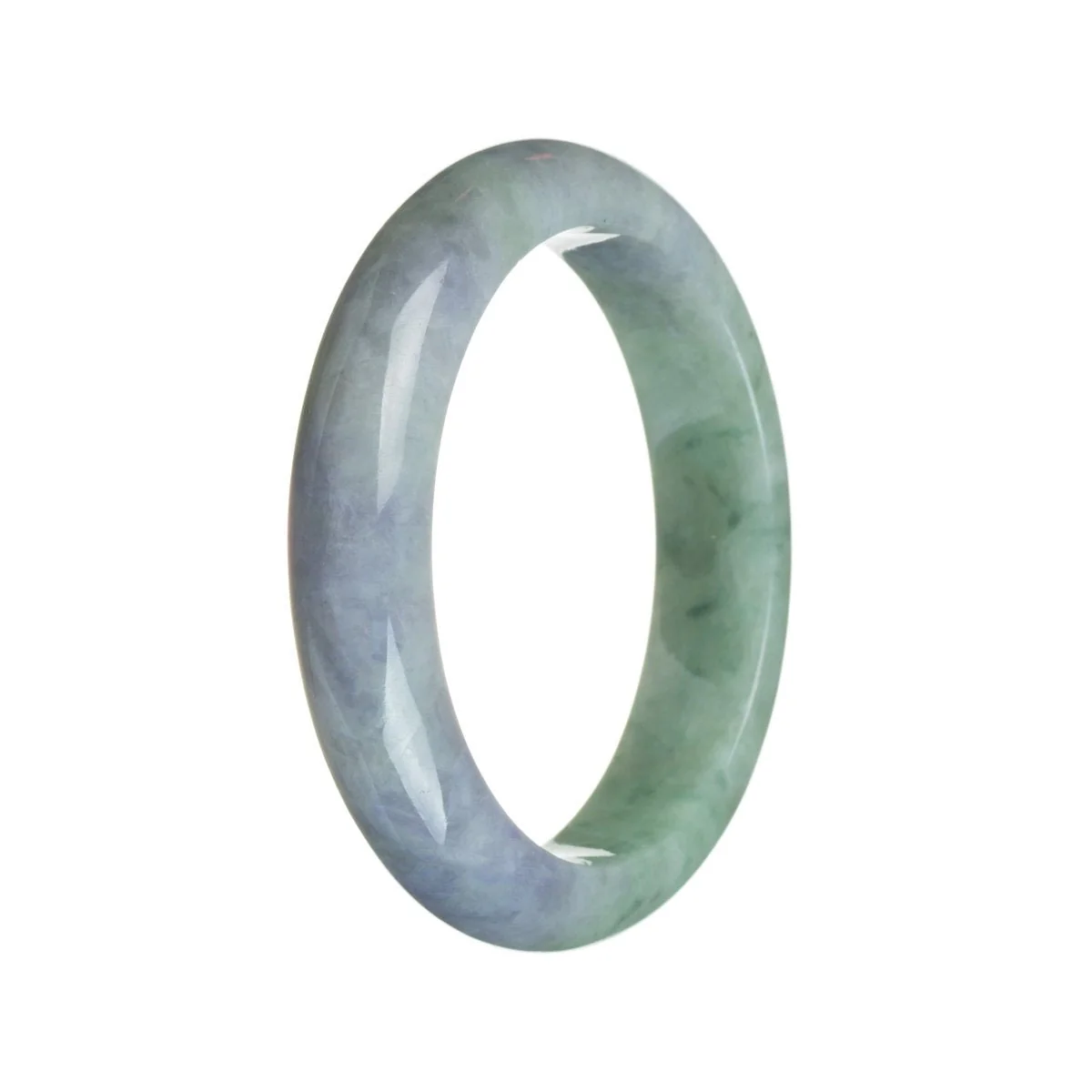 Genuine Type A Strong Lavender with green Burmese Jade Bracelet - 57mm Half Moon