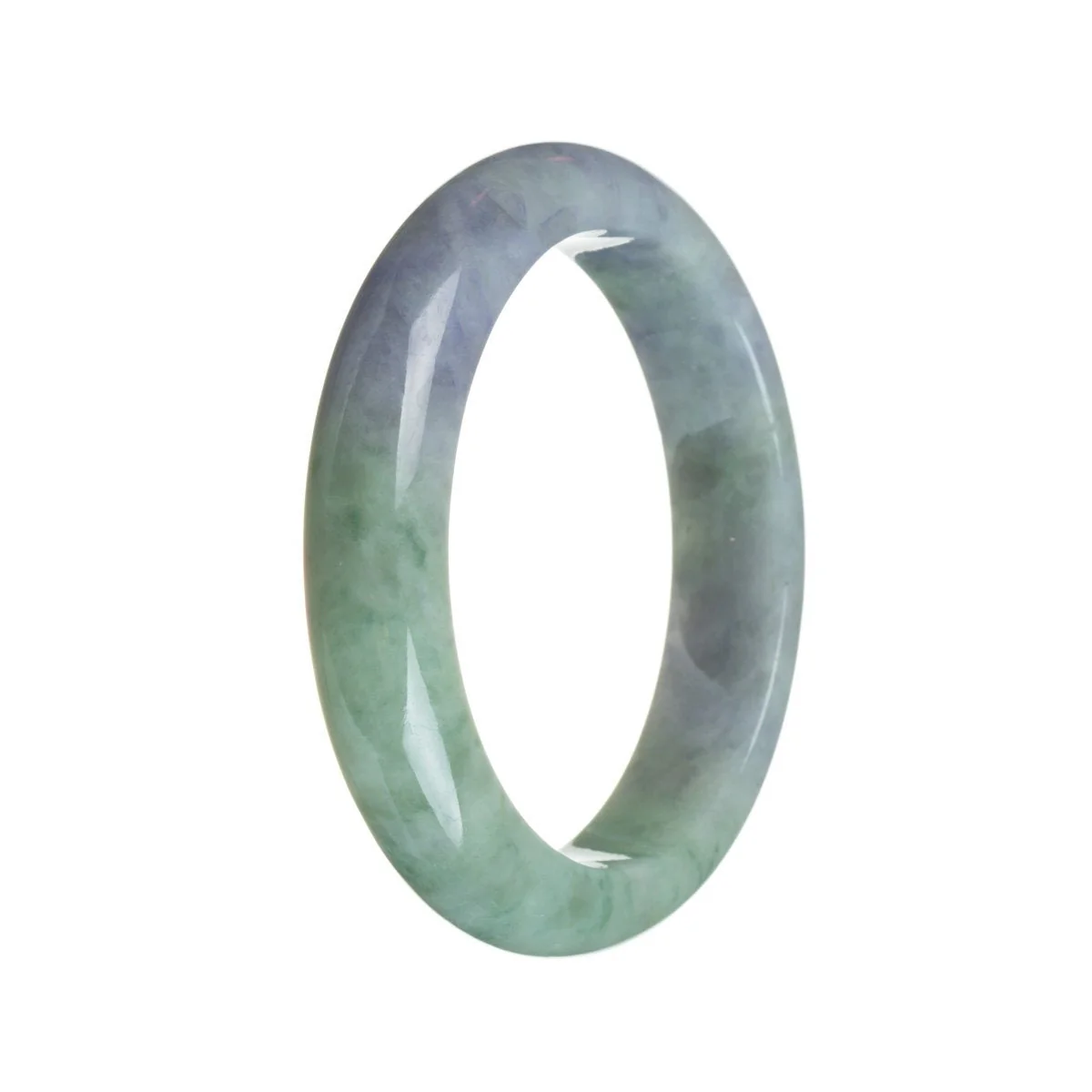 Genuine Type A Strong Lavender with green Burmese Jade Bracelet - 57mm Half Moon - Image 2