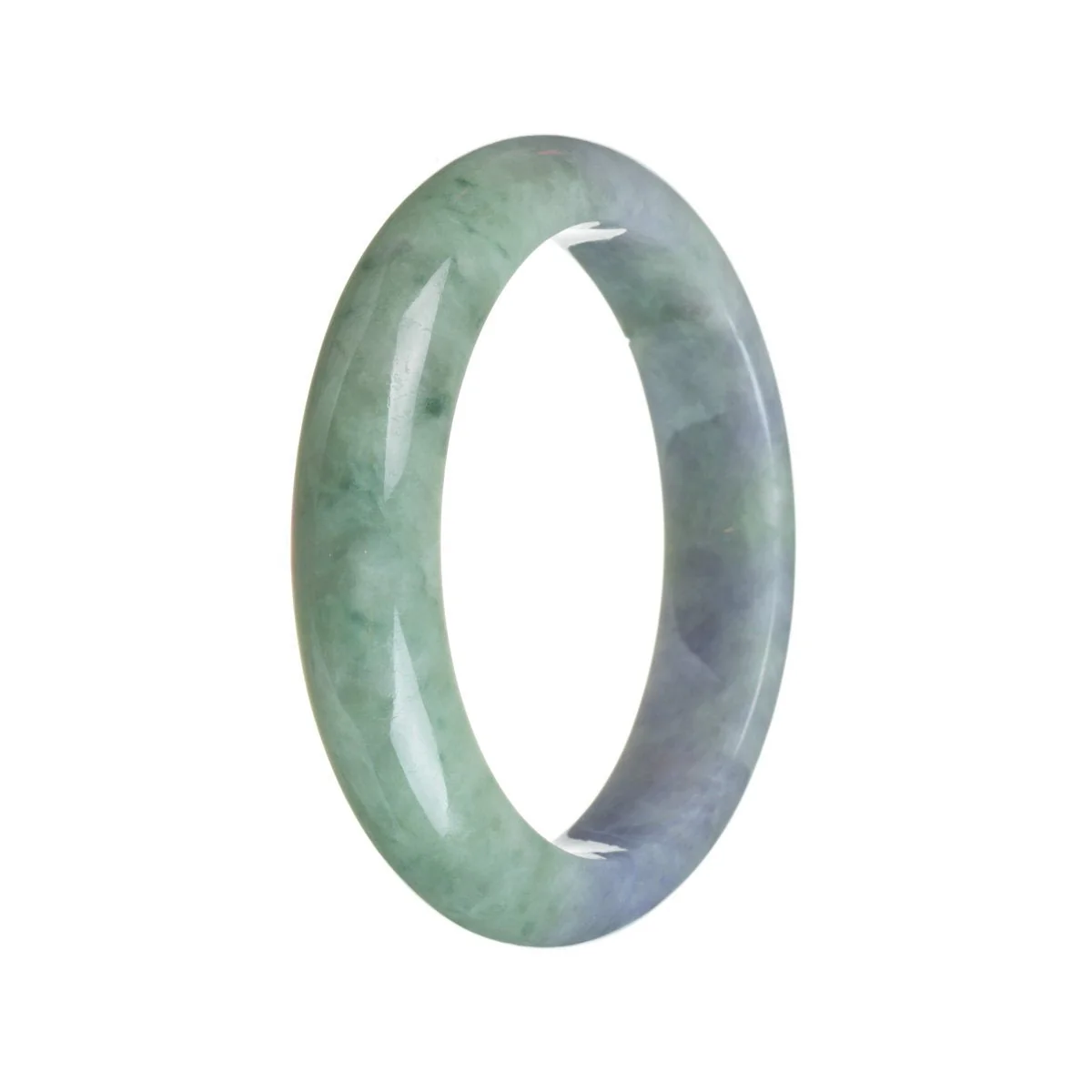 Genuine Type A Strong Lavender with green Burmese Jade Bracelet - 57mm Half Moon - Image 3