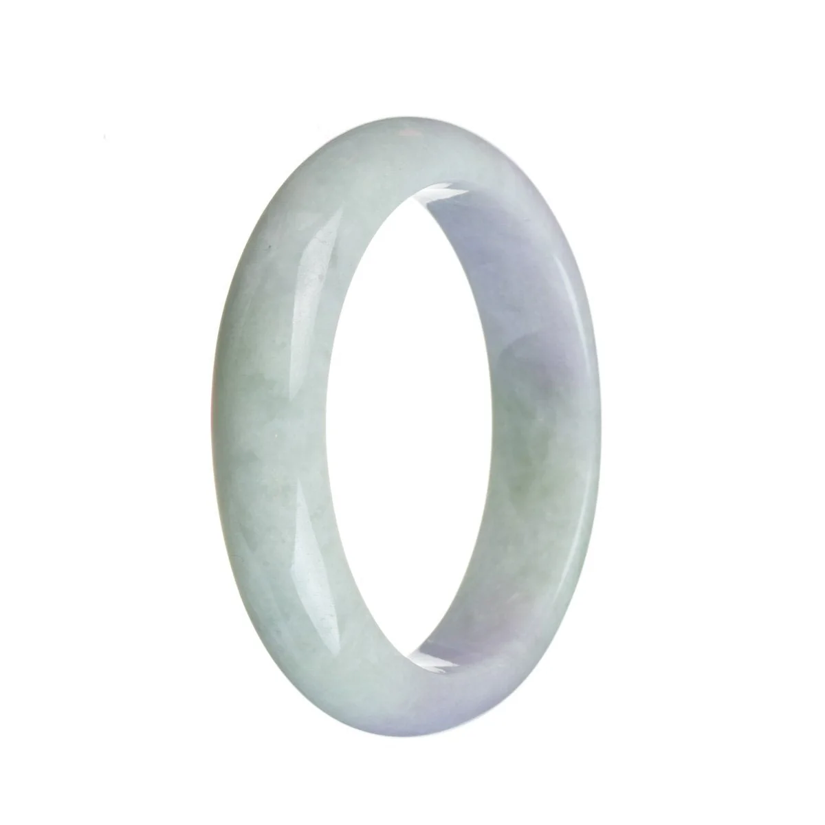 Genuine Type A Pale green with lavender Jadeite Bangle - 58mm Half Moon