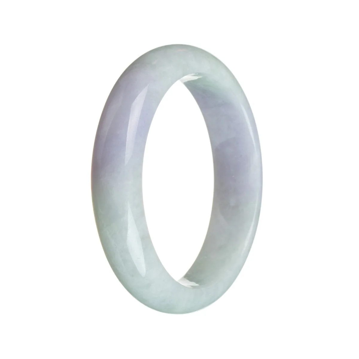 Genuine Type A Pale green with lavender Jadeite Bangle - 58mm Half Moon - Image 3