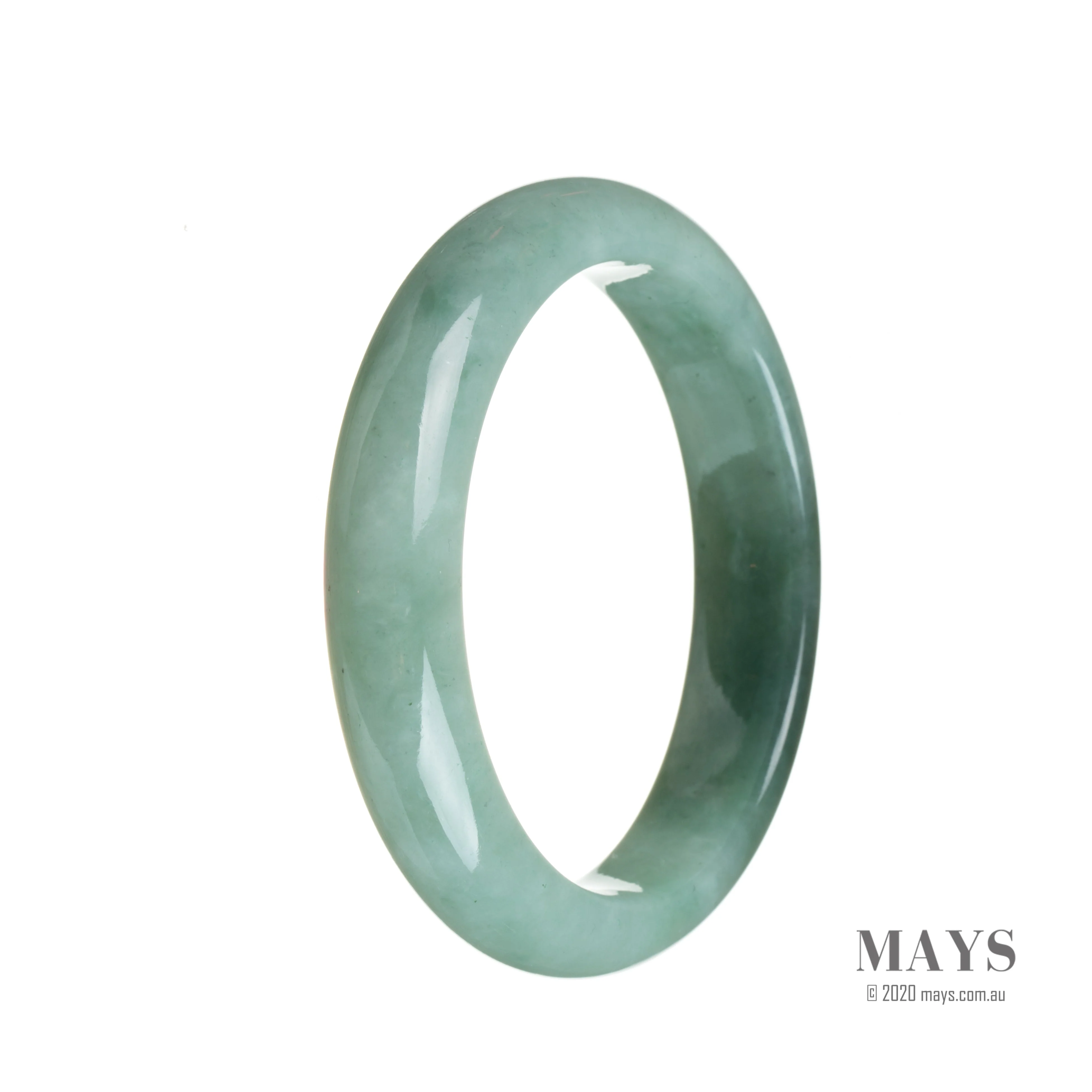 Genuine Natural Green with dark green section Jadeite Jade Bracelet - 57mm Half Moon