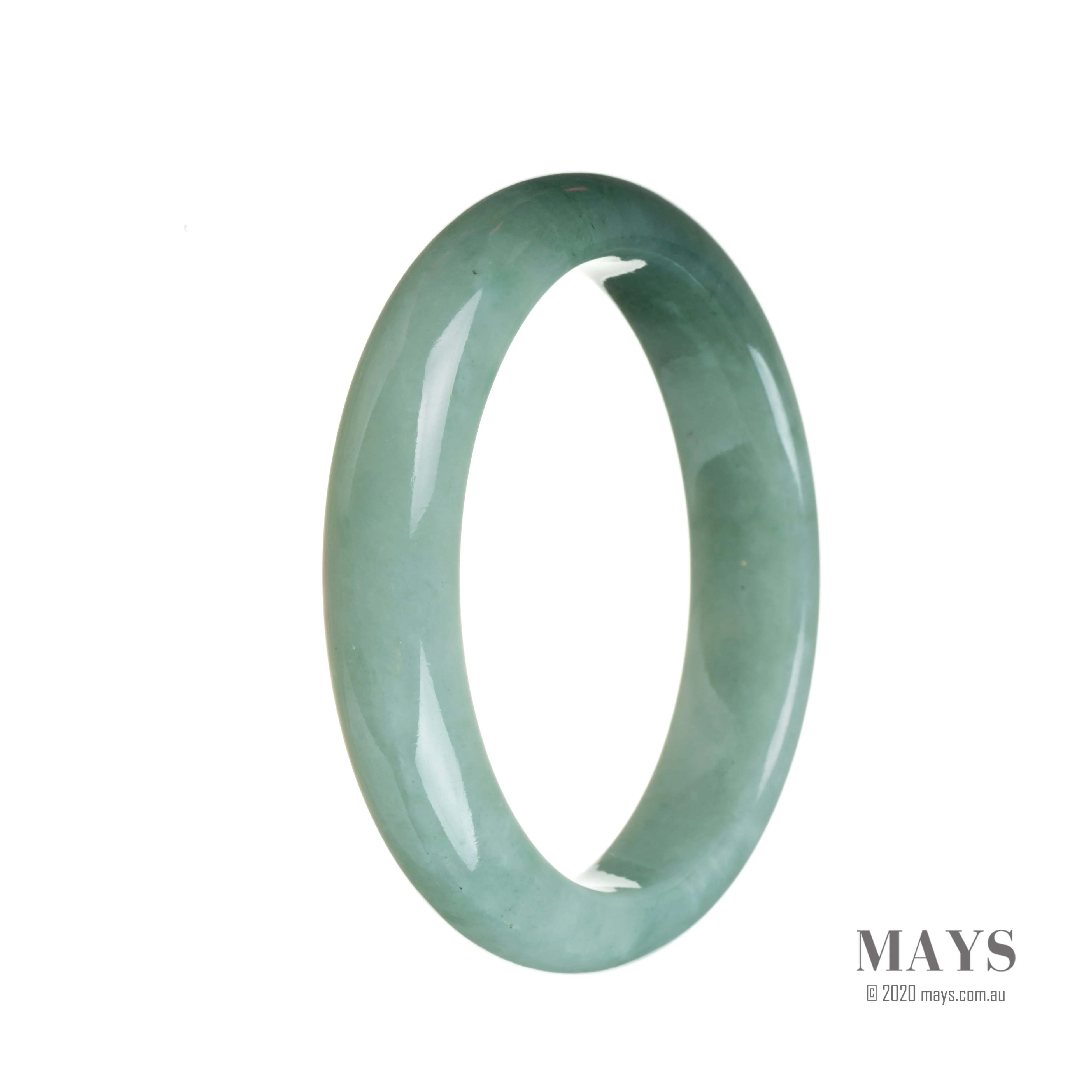 Genuine Natural Green with dark green section Jadeite Jade Bracelet - 57mm Half Moon - Image 3