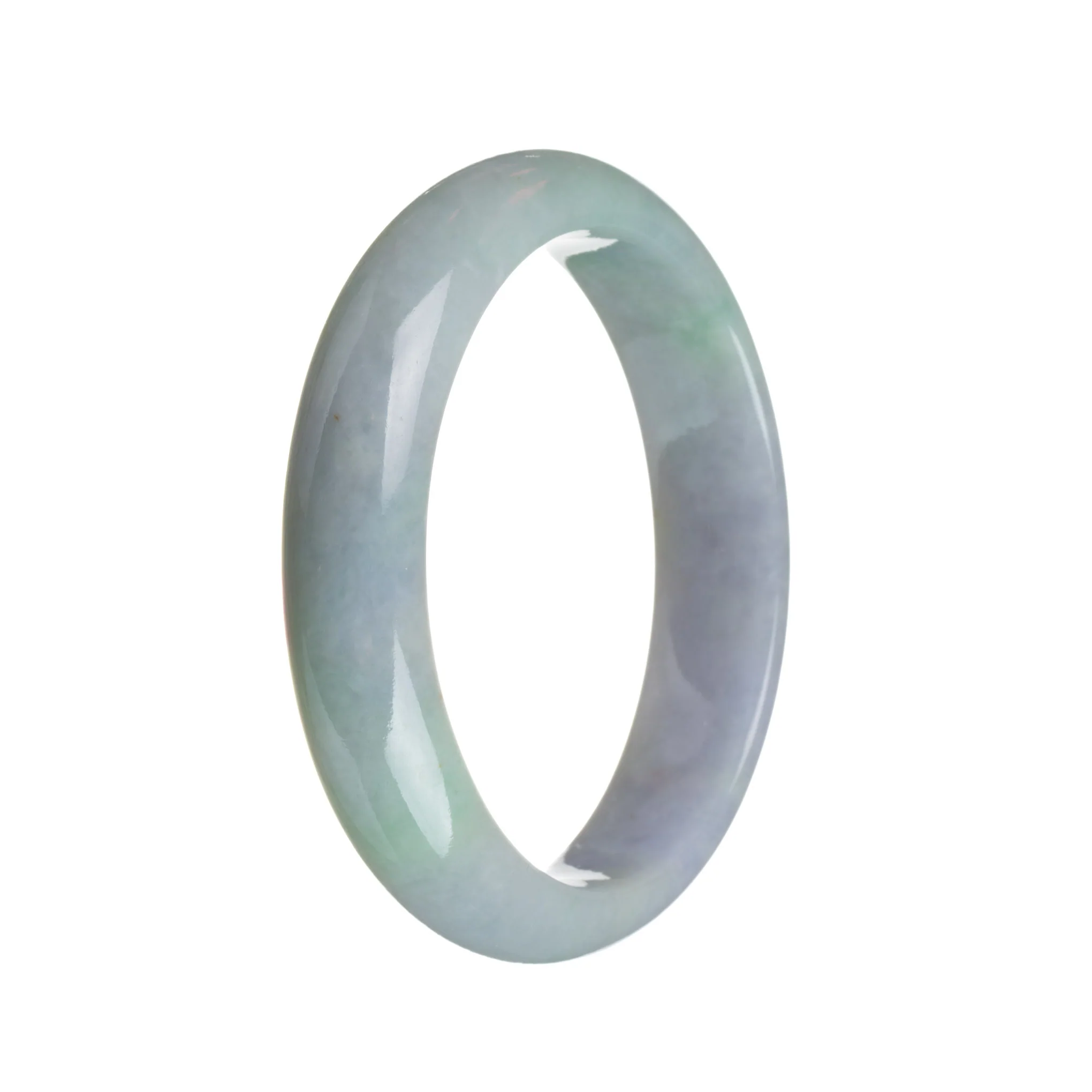 Genuine Type A Lavender with green section Burma Jade Bangle Bracelet - 59mm Half Moon - Image 3