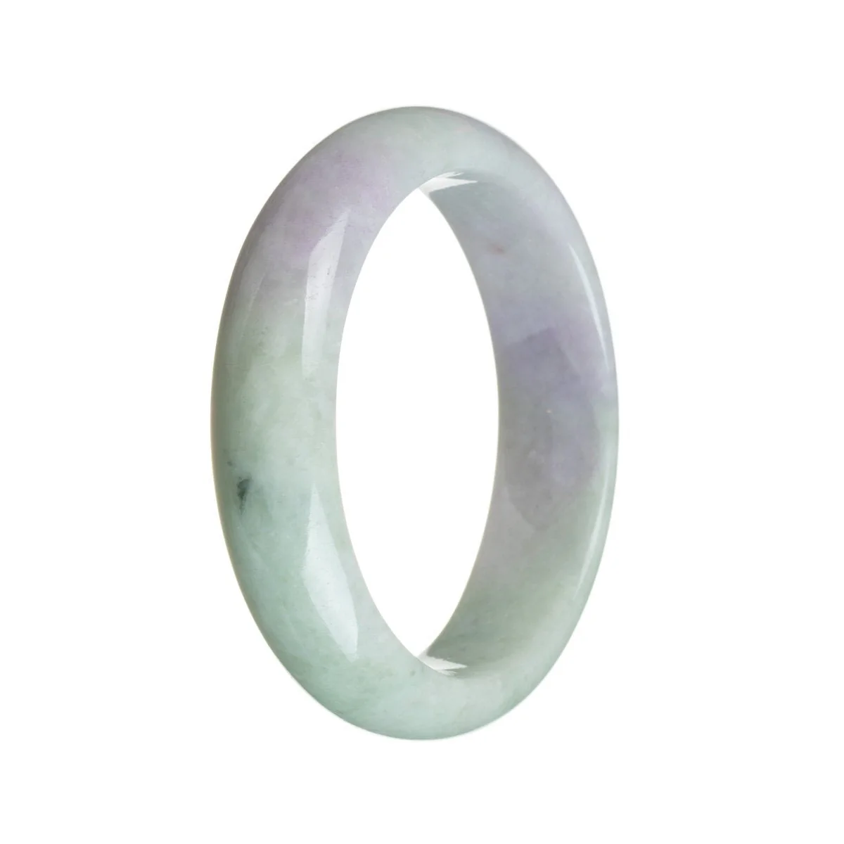 Certified Type A Lavender and Green Traditional Jade Bangle - 59mm Half Moon