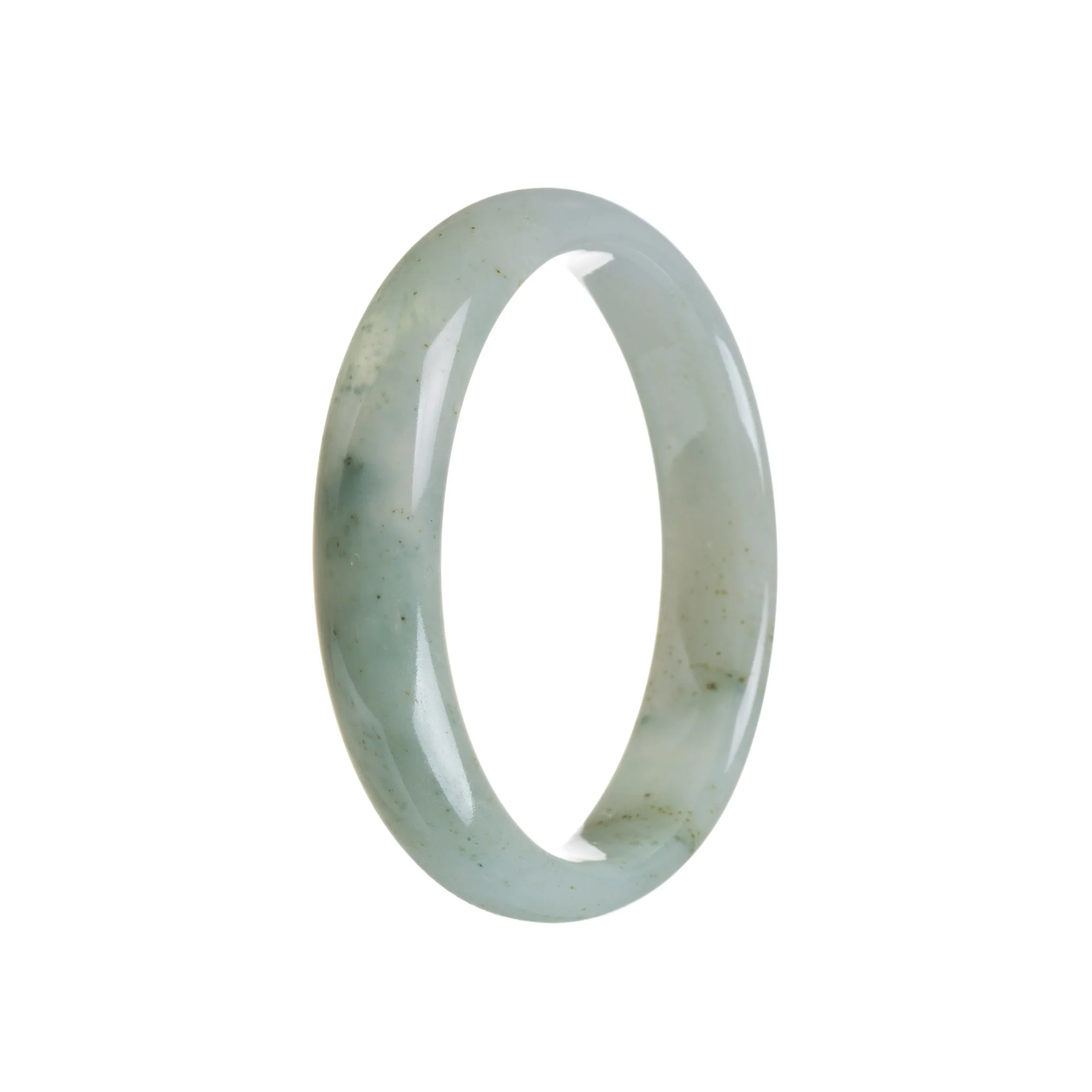 Genuine Grade A Light Green Traditional Jade Bangle Bracelet - 55mm Half Moon - Image 3