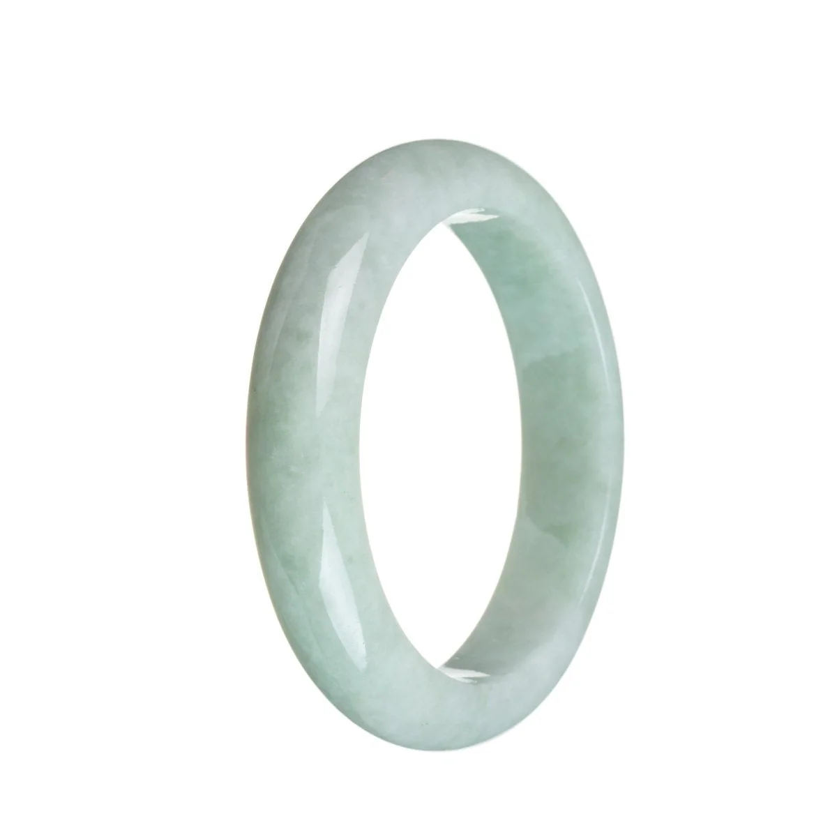 Genuine Grade A Greyish White Jade Bangle - 56mm Semi Round