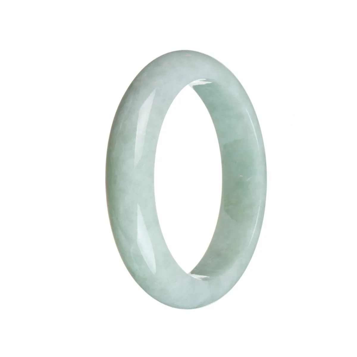 Genuine Grade A Greyish White Jade Bangle - 56mm Semi Round - Image 3