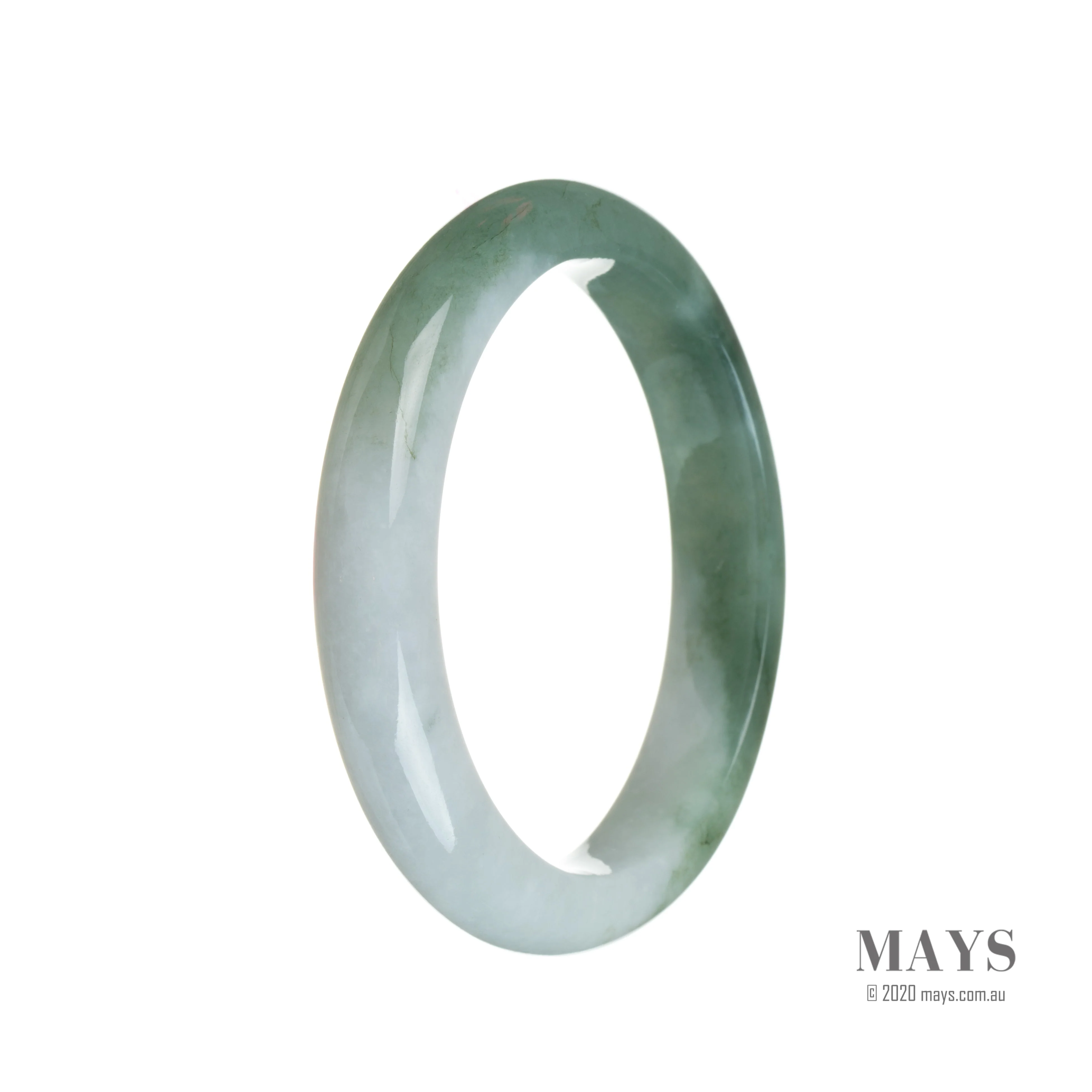 Genuine Grade A Lavender with green Burma Jade Bangle - 55mm Half Moon