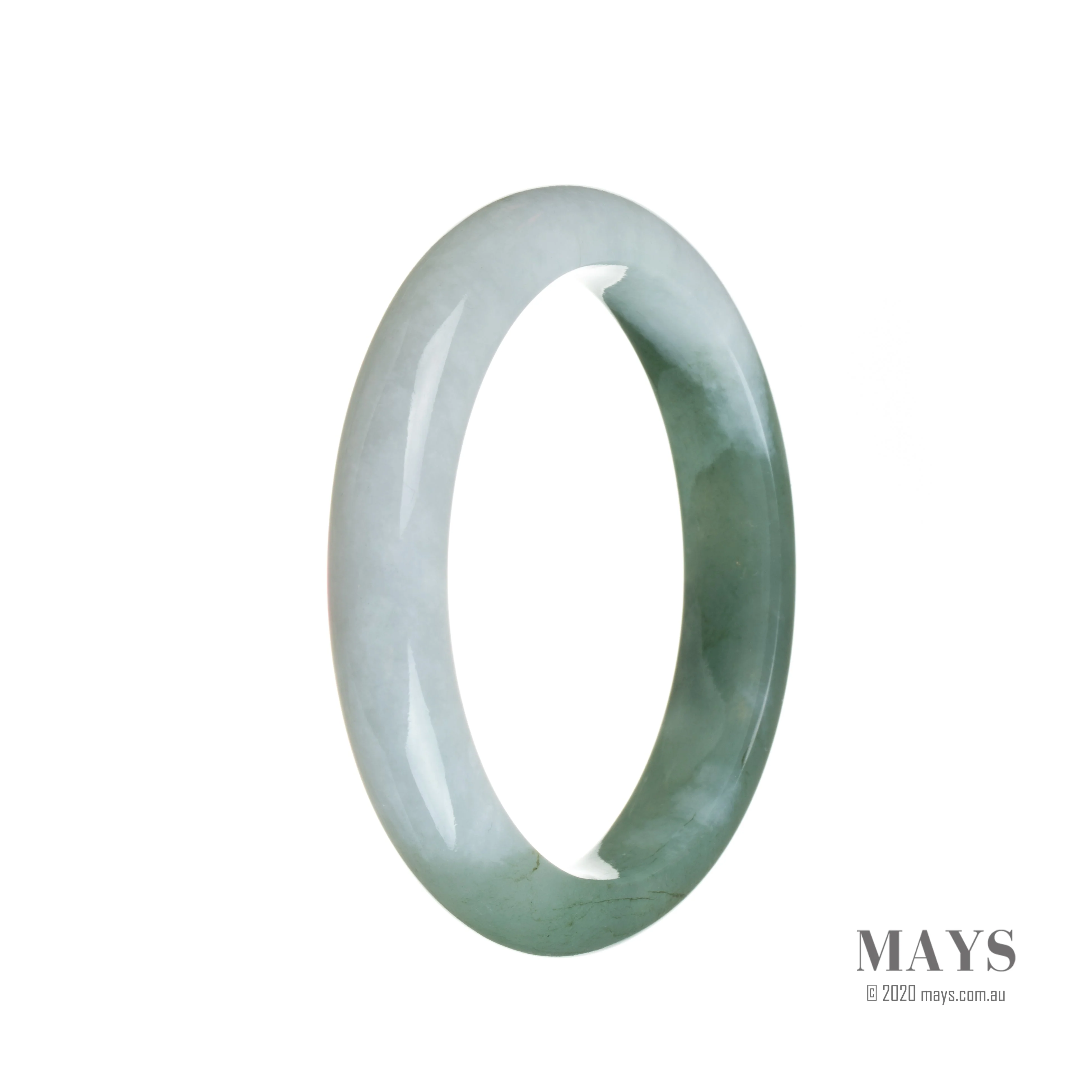 Genuine Grade A Lavender with green Burma Jade Bangle - 55mm Half Moon - Image 3