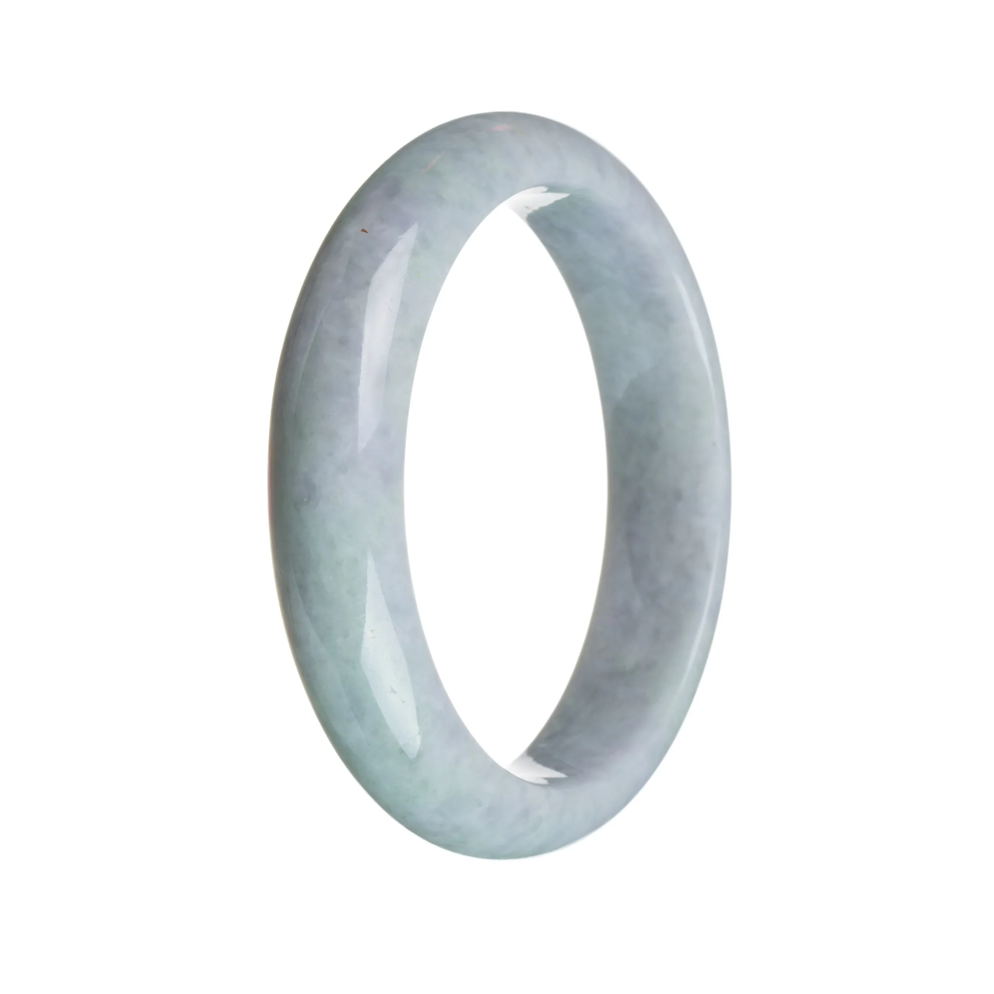 Genuine Untreated Greyish Blue Lavender Jade Bangle Bracelet - 59mm Half Moon - Image 2