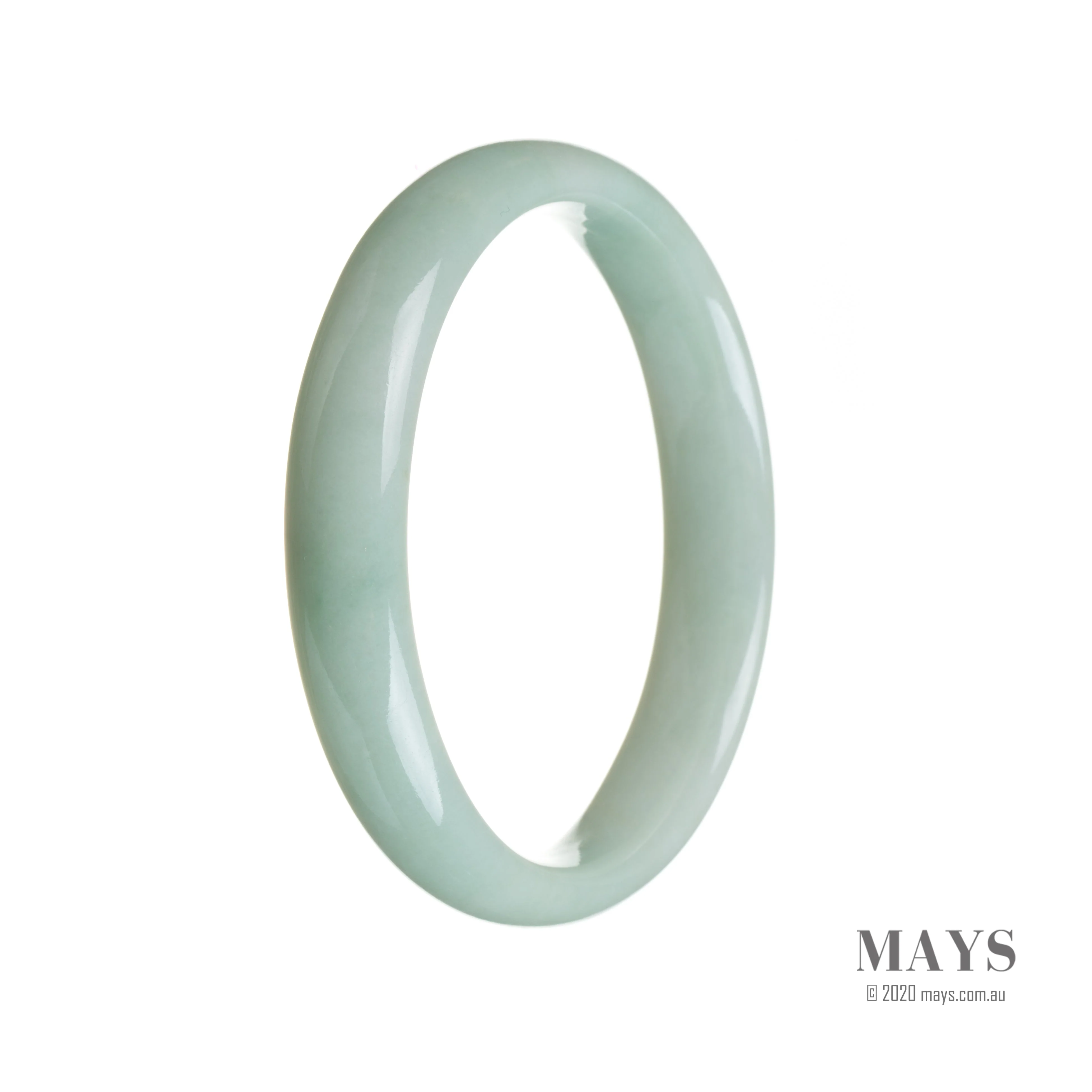 Genuine Type A Pale green Burma Jade Bracelet - 59mm Half Moon