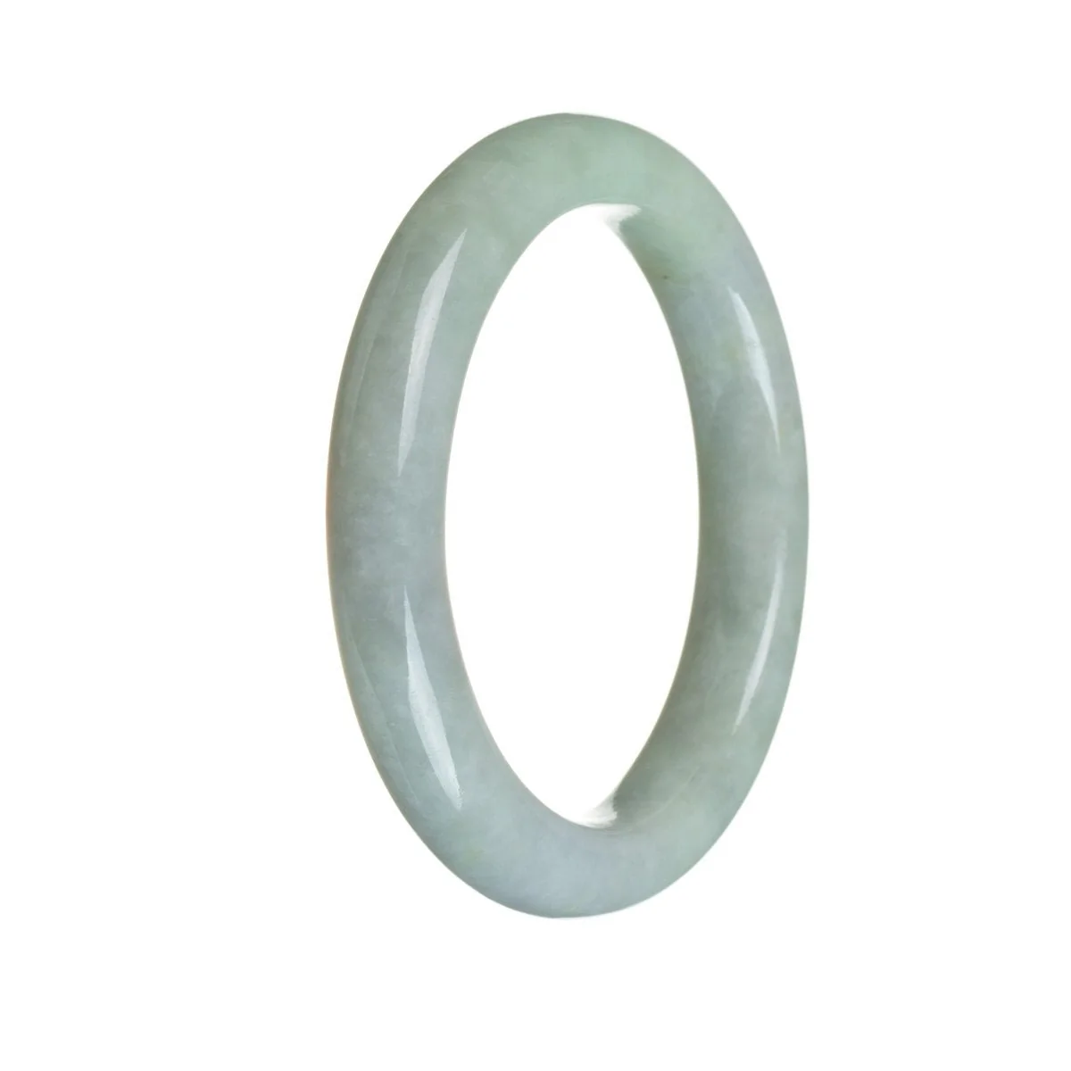 Authentic Grade A Pale Green Jade Bangle - 57mm Semi Round