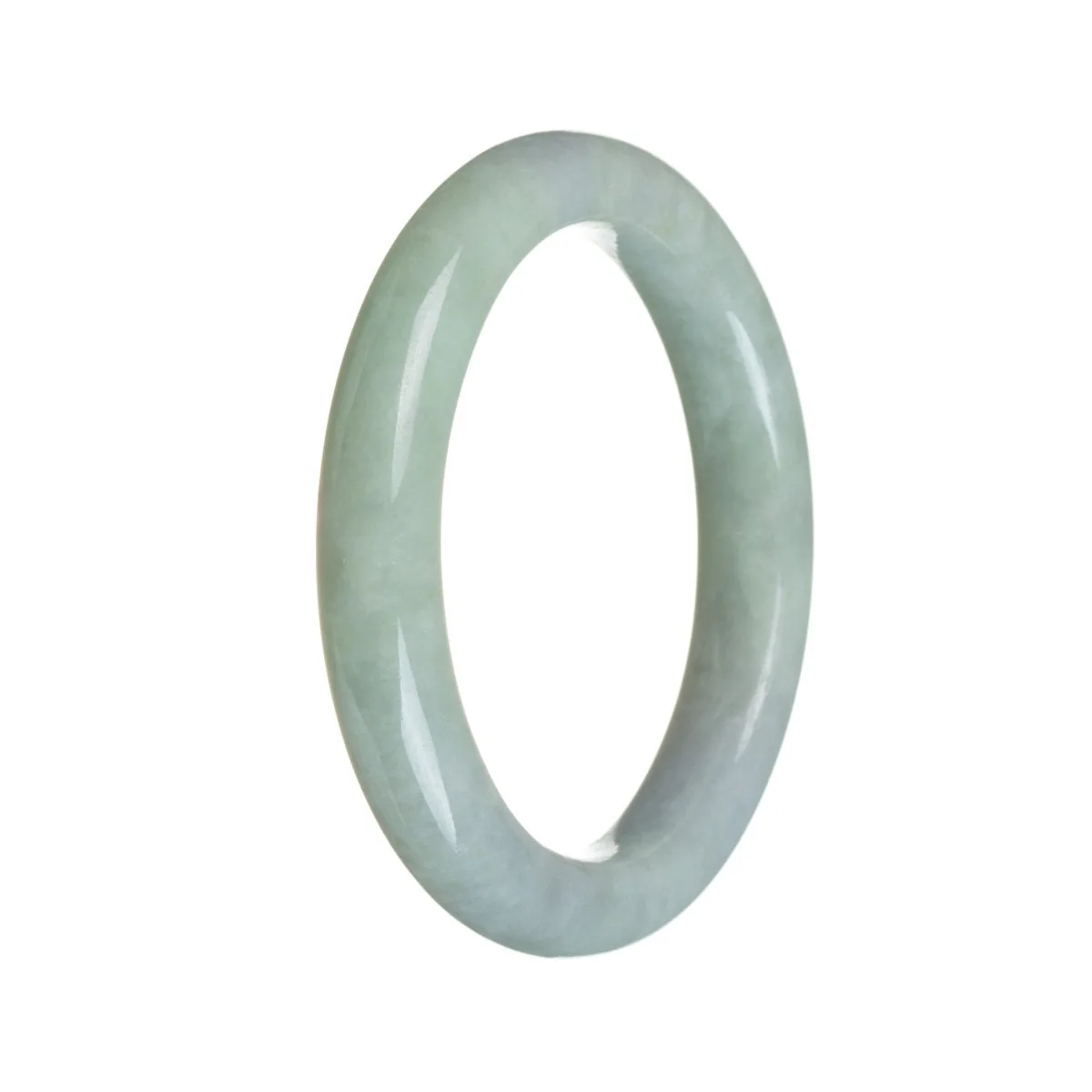 Authentic Grade A Pale Green Jade Bangle - 57mm Semi Round - Image 3