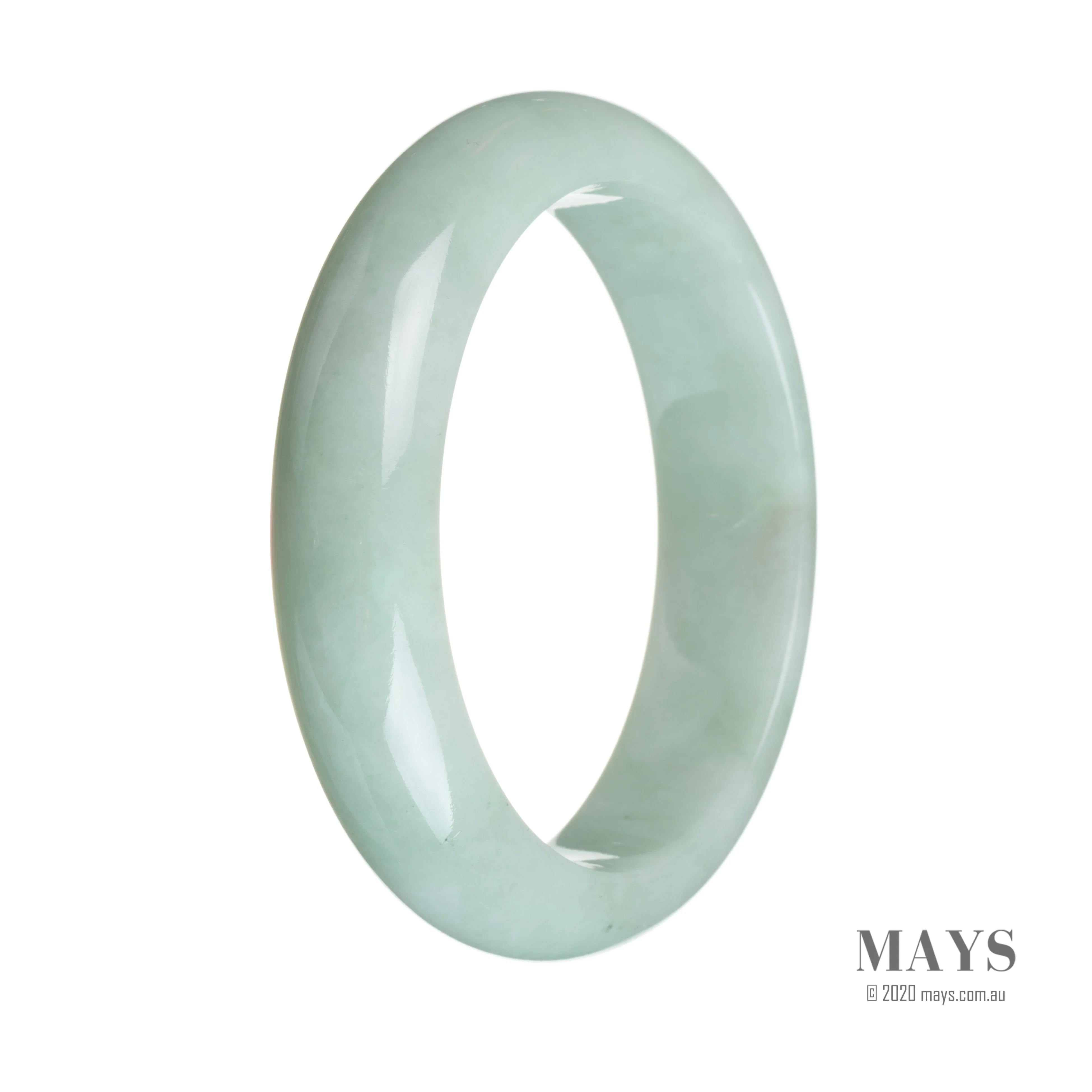 Genuine Grade A Light green Jade Bangle - 62mm Semi Round