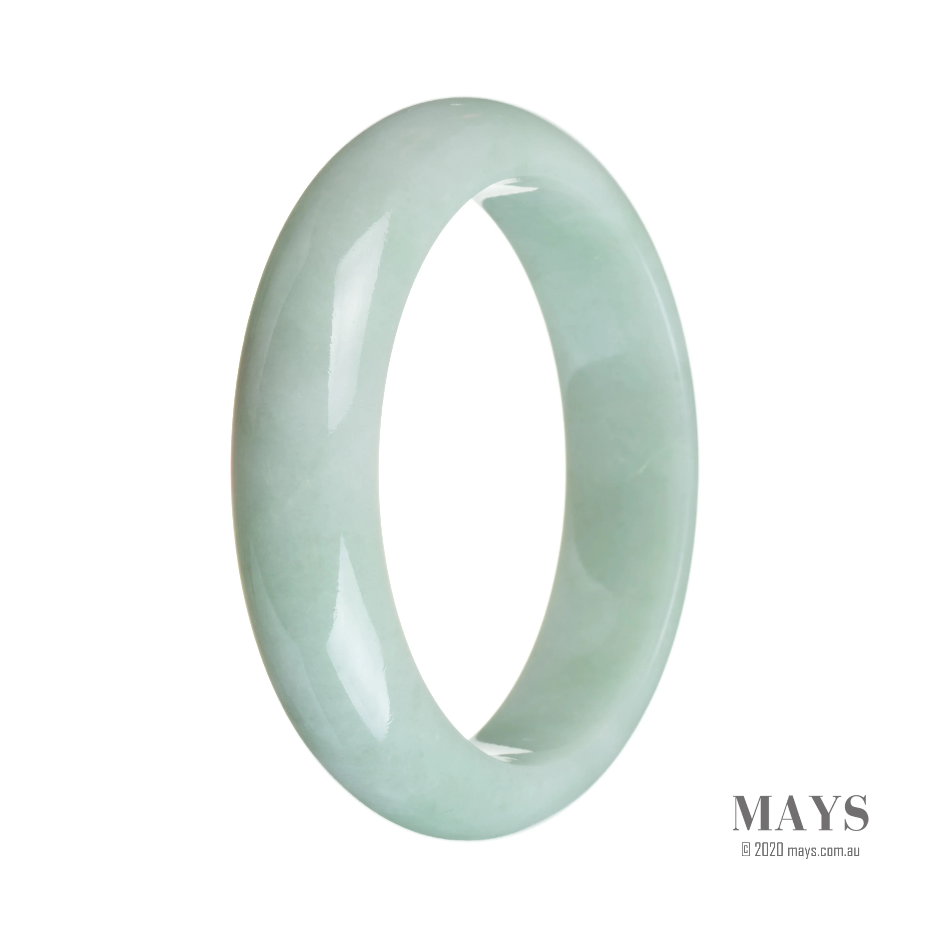 Genuine Grade A Light green Jade Bangle - 62mm Semi Round - Image 2
