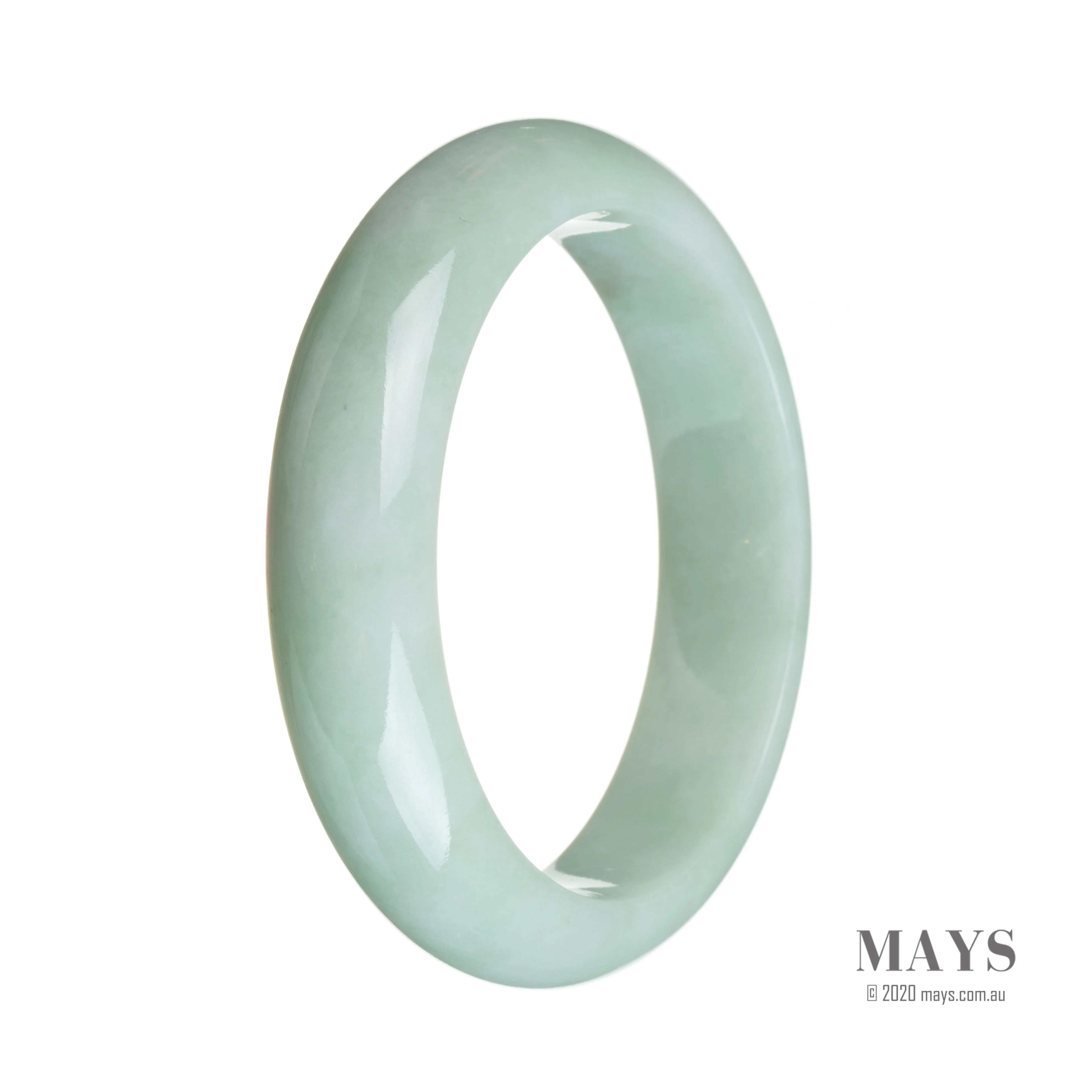Genuine Grade A Light green Jade Bangle - 62mm Semi Round - Image 3