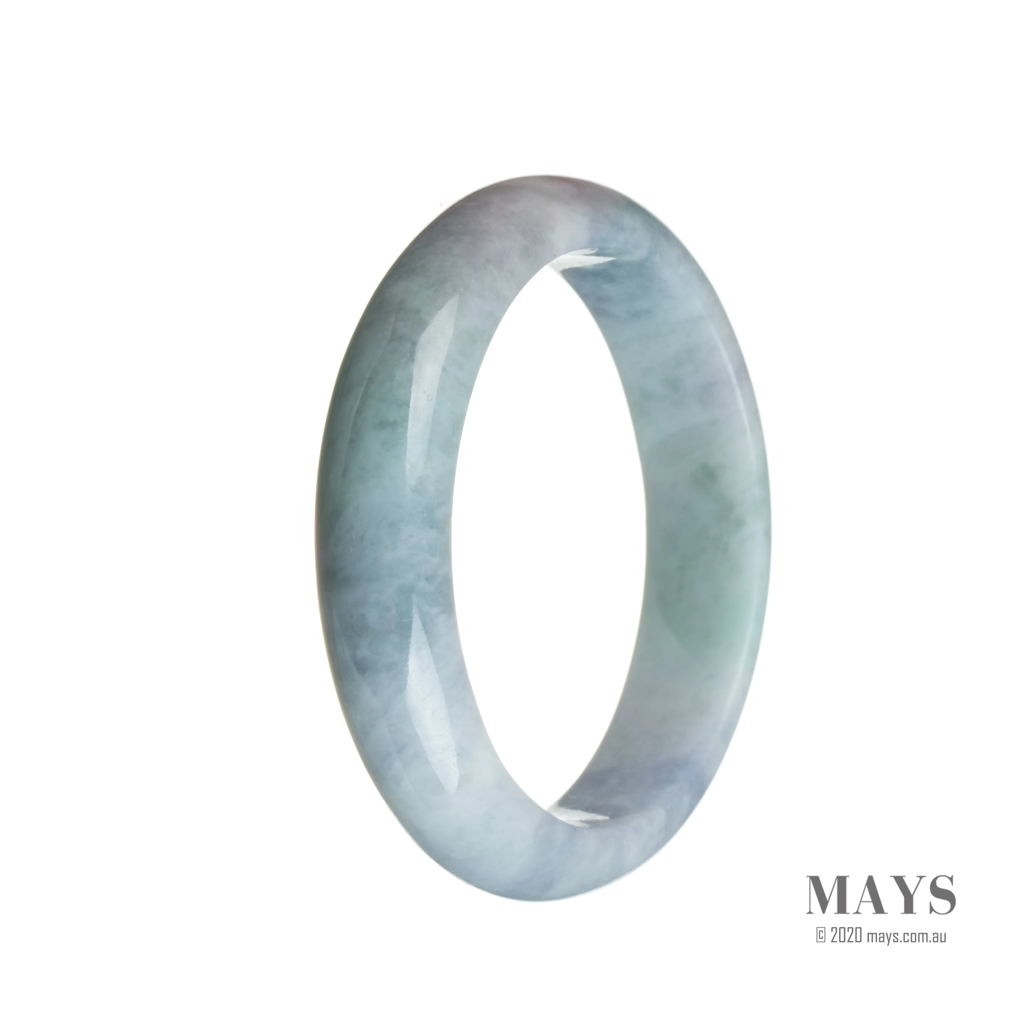 Authentic Natural Lavender and grey Jadeite Jade Bangle Bracelet - 55mm Half Moon - Image 3
