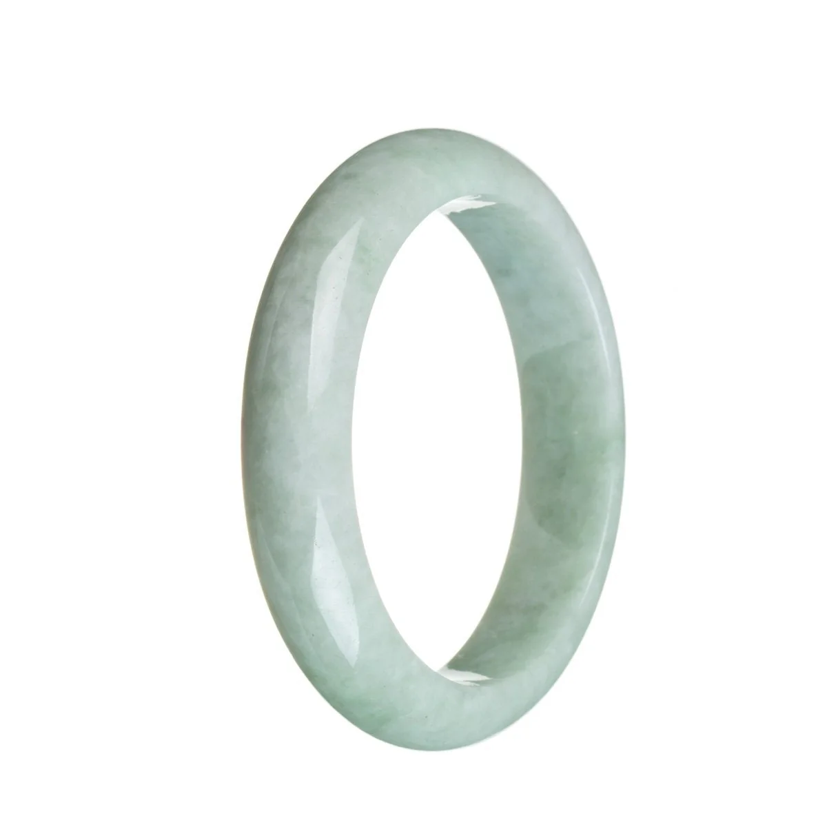 Real Type A Pale Green Jadeite Bangle - 58mm Semi Round