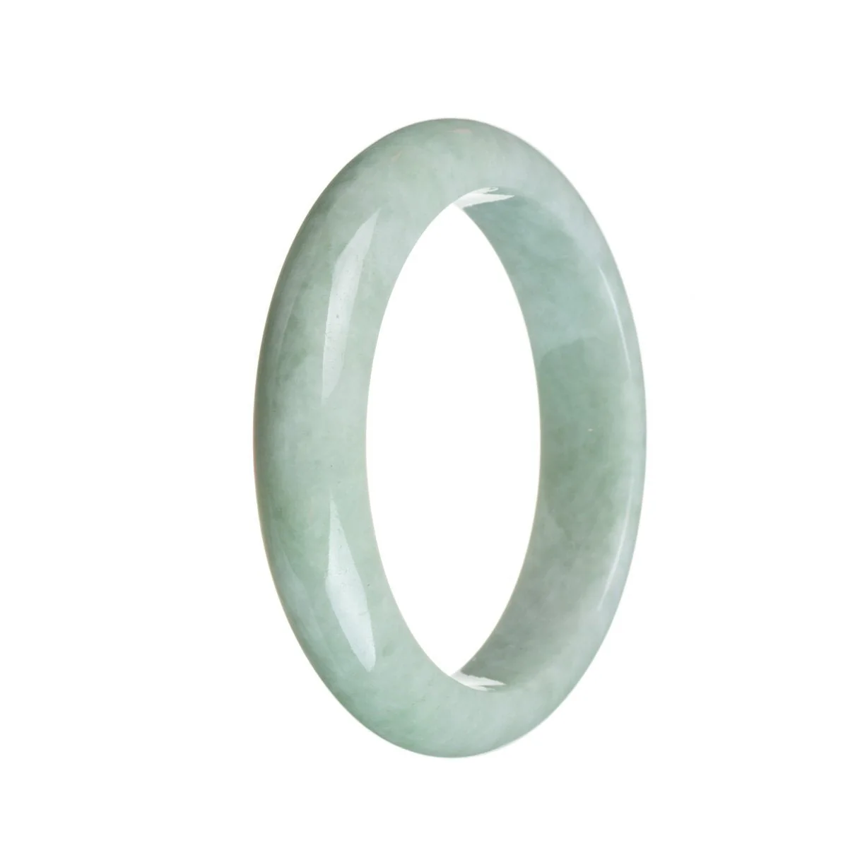 Real Type A Pale Green Jadeite Bangle - 58mm Semi Round - Image 2