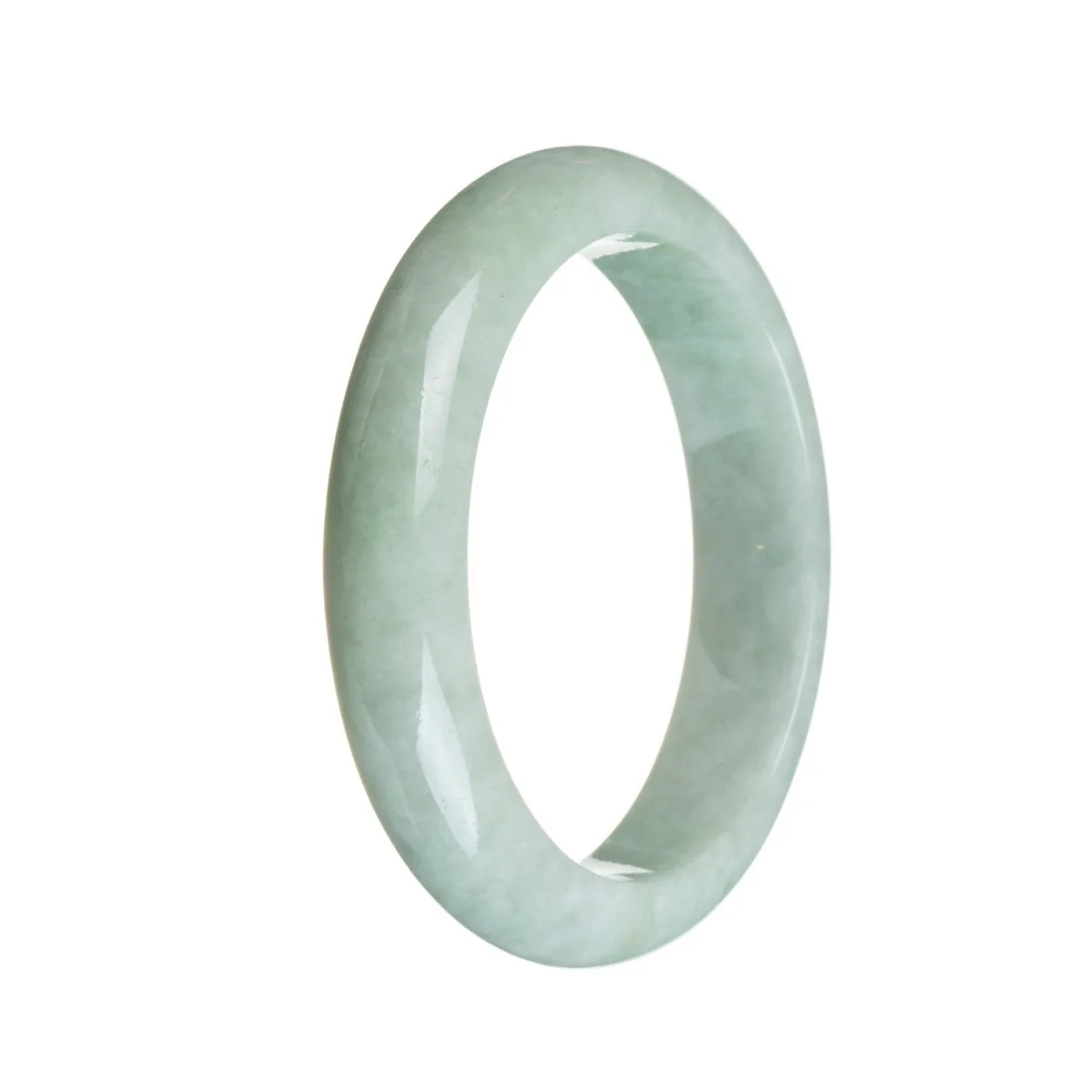Real Type A Pale Green Jadeite Bangle - 58mm Semi Round - Image 3