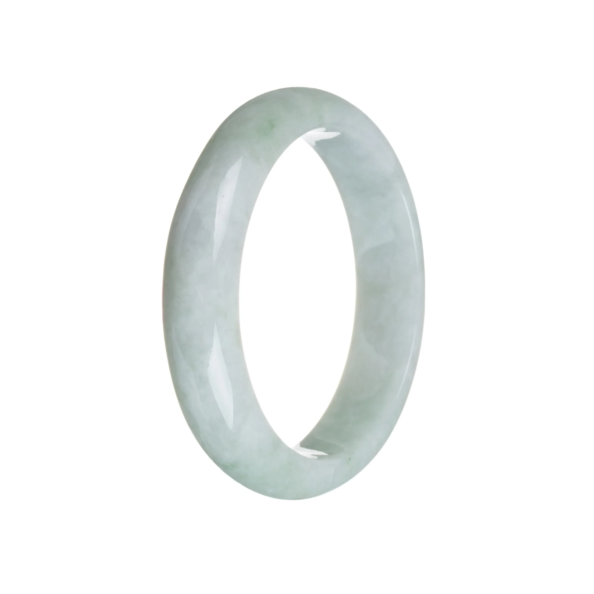Real Grade A Pale Green Jadeite Jade Bracelet - 59mm Half Moon - Image 2