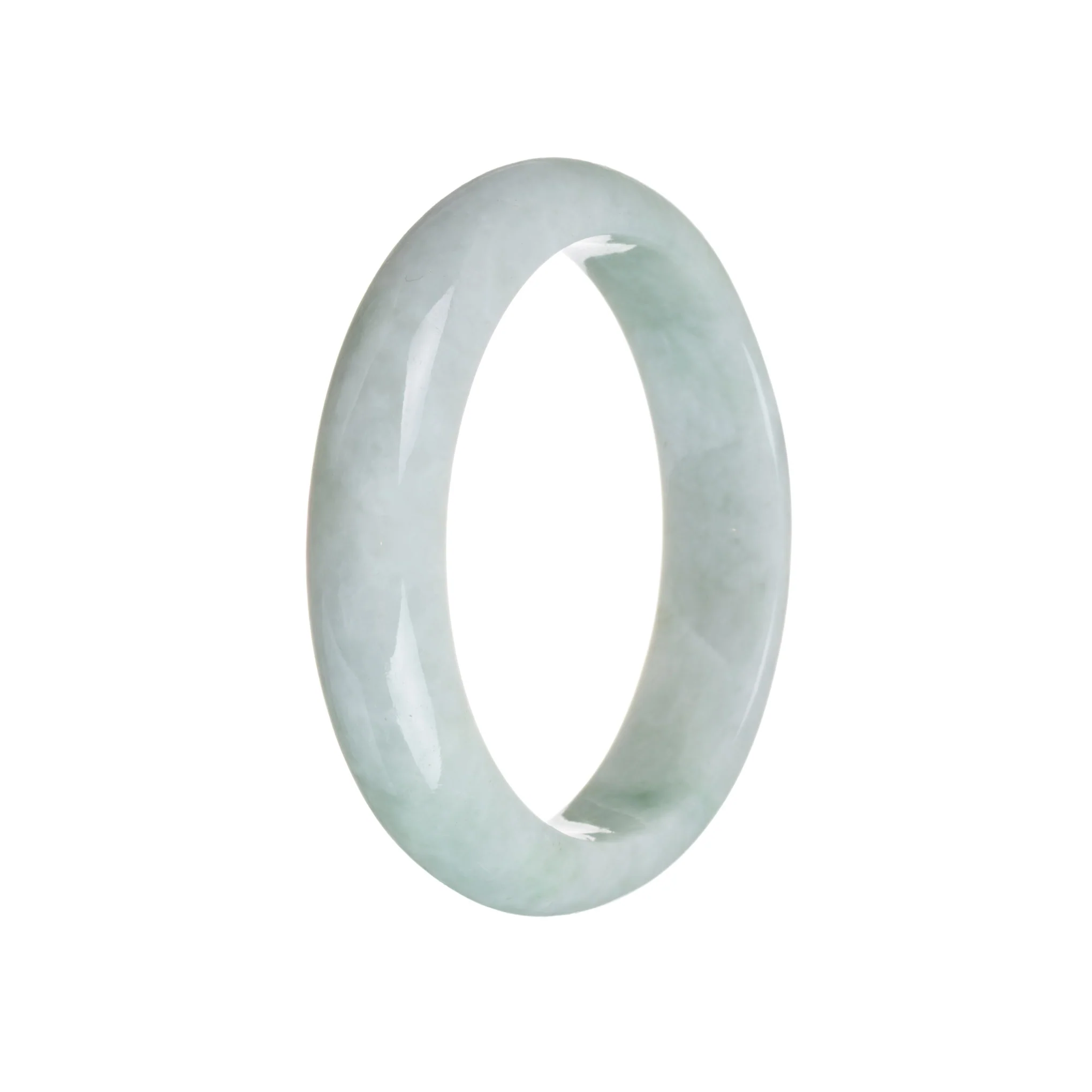 Real Grade A Pale Green Jadeite Jade Bracelet - 59mm Half Moon - Image 3