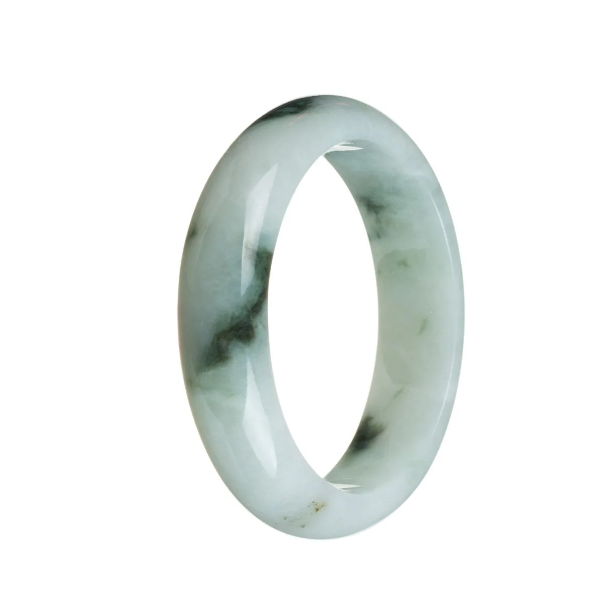 Certified Grade A Pattern on white Burmese Jade Bangle - 58mm Half Moon - Image 2
