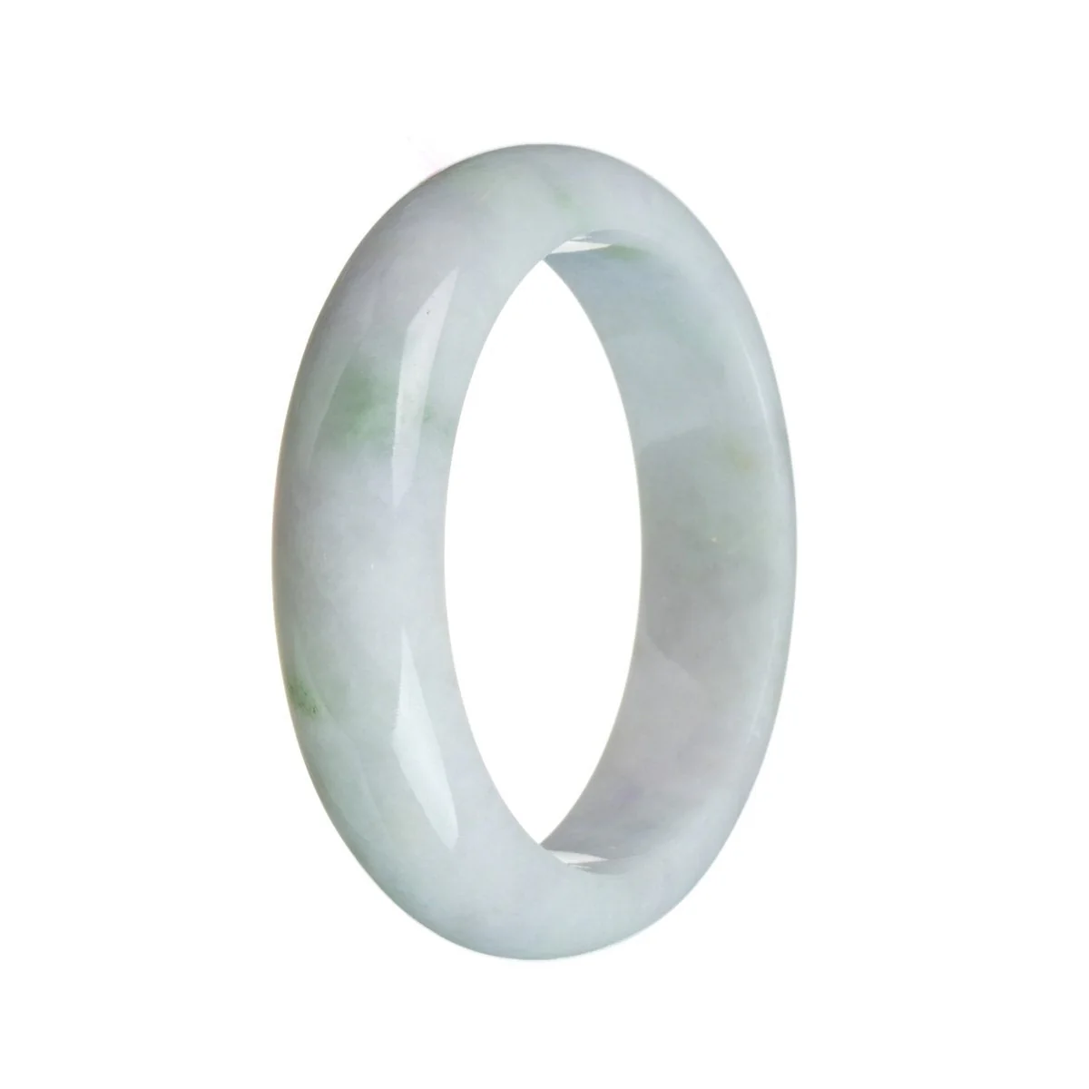 Authentic Type A Lavender with green spots Jadeite Jade Bangle Bracelet - 58mm Half Moon - Image 3