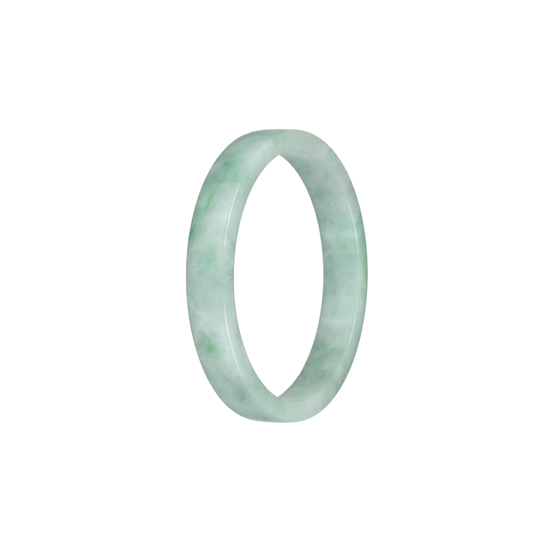 Certified Grade A Green Pattern Burma Jade Bangle Bracelet - 52mm Flat - Image 2