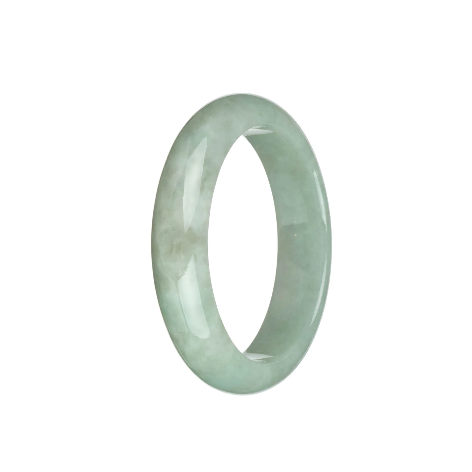 Certified Grade A Pale Green Burma Jade Bangle - 57mm Half Moon - Image 2