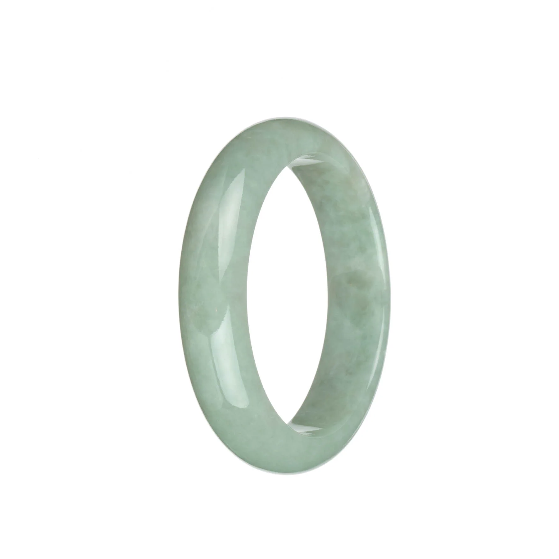 Certified Grade A Pale Green Burma Jade Bangle - 57mm Half Moon - Image 3