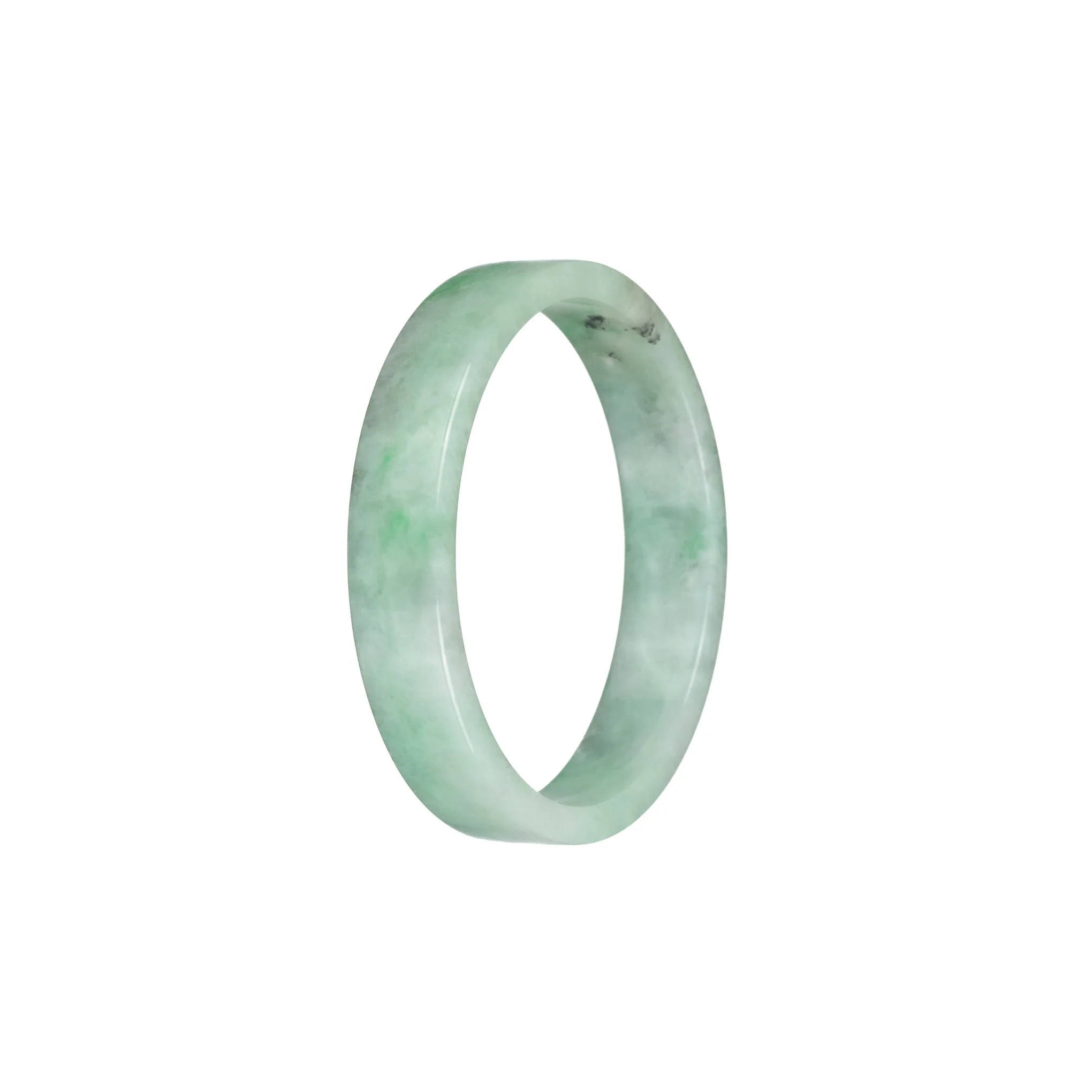 Certified Natural Green Pattern Jadeite Jade Bangle - 52mm Flat - Image 2