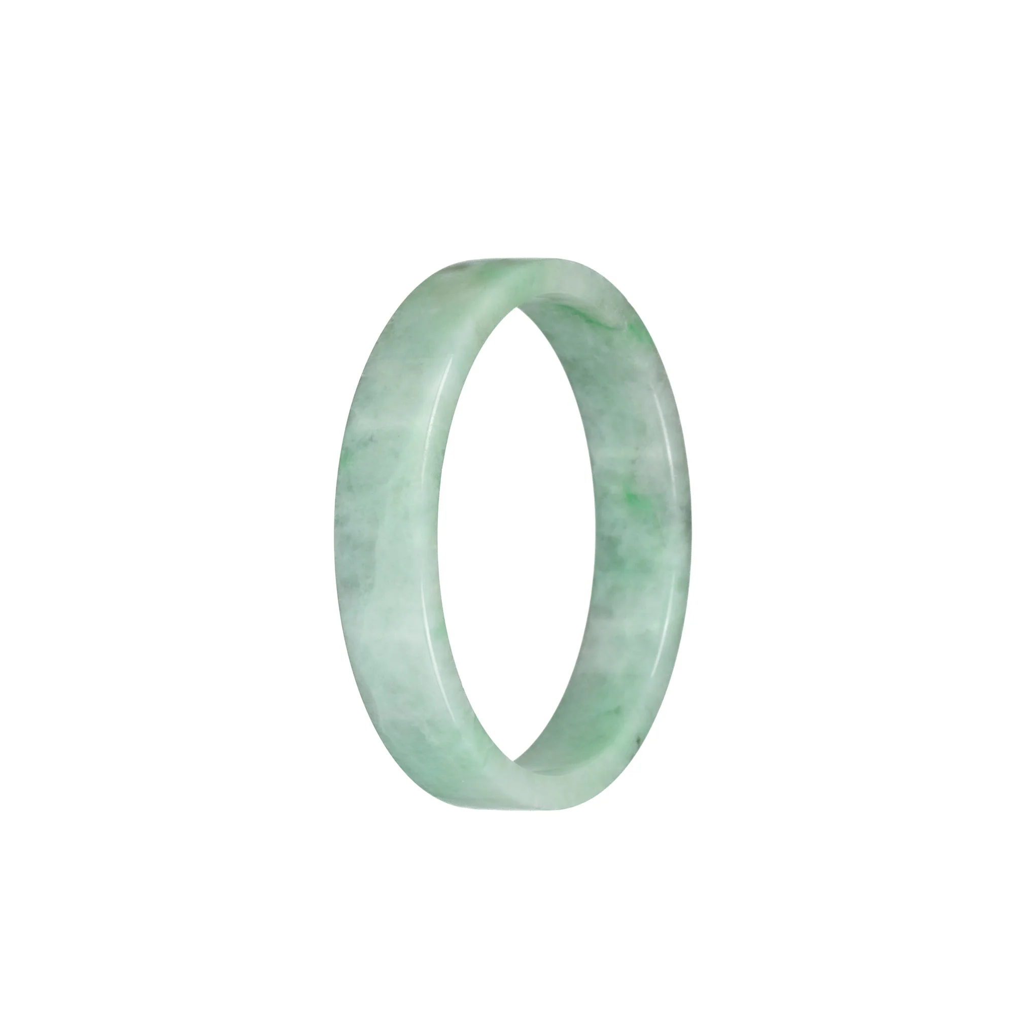 Certified Natural Green Pattern Jadeite Jade Bangle - 52mm Flat - Image 3