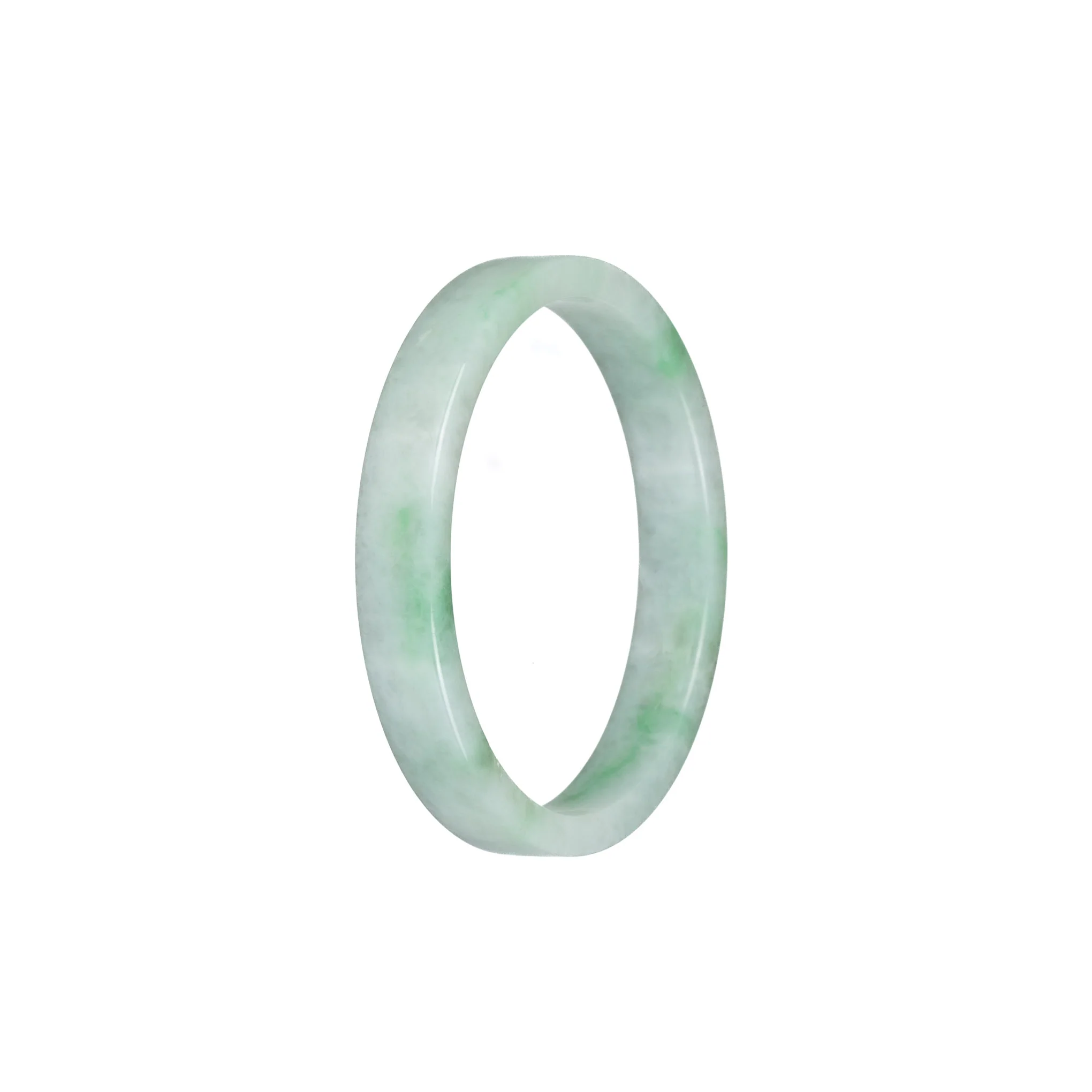 Certified Natural Pale Green with Green Pattern Burma Jade Bangle Bracelet - 52mm Flat - Image 2