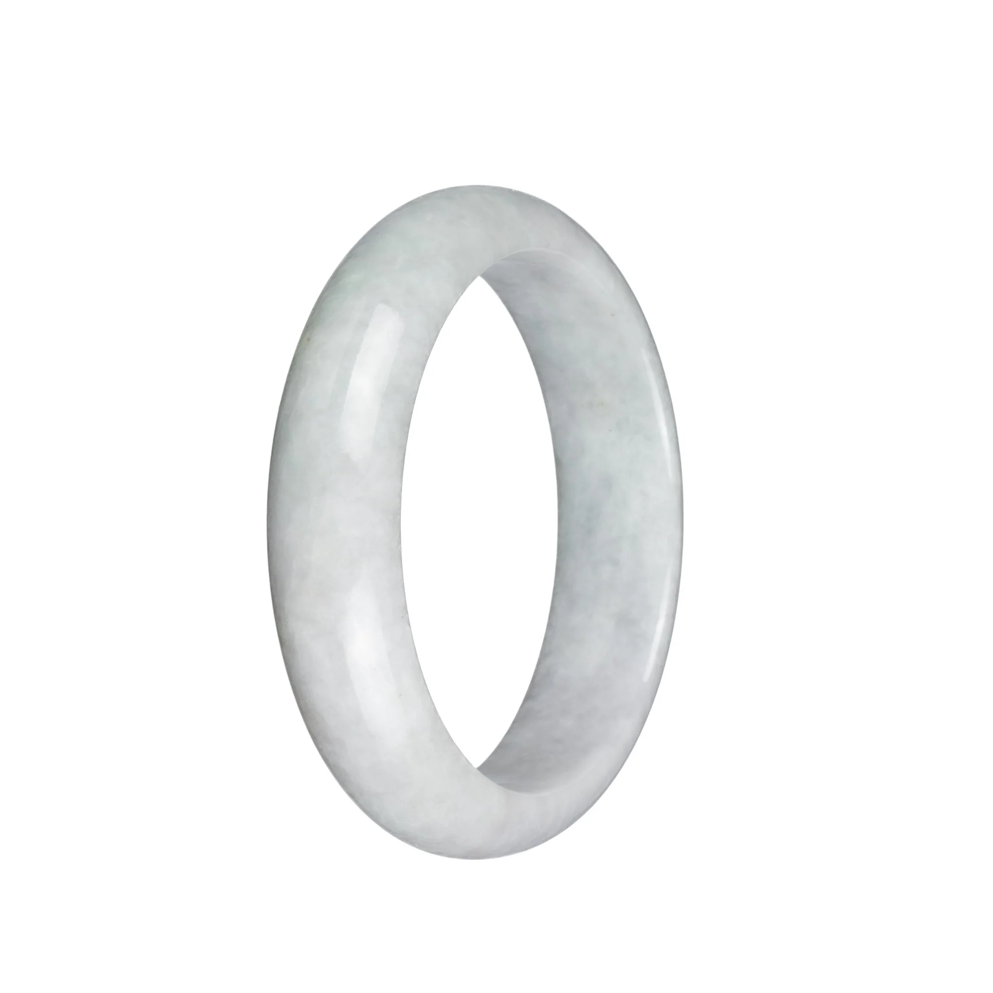 Certified Natural White Burmese Jade Bracelet - 58mm Half Moon - Image 3