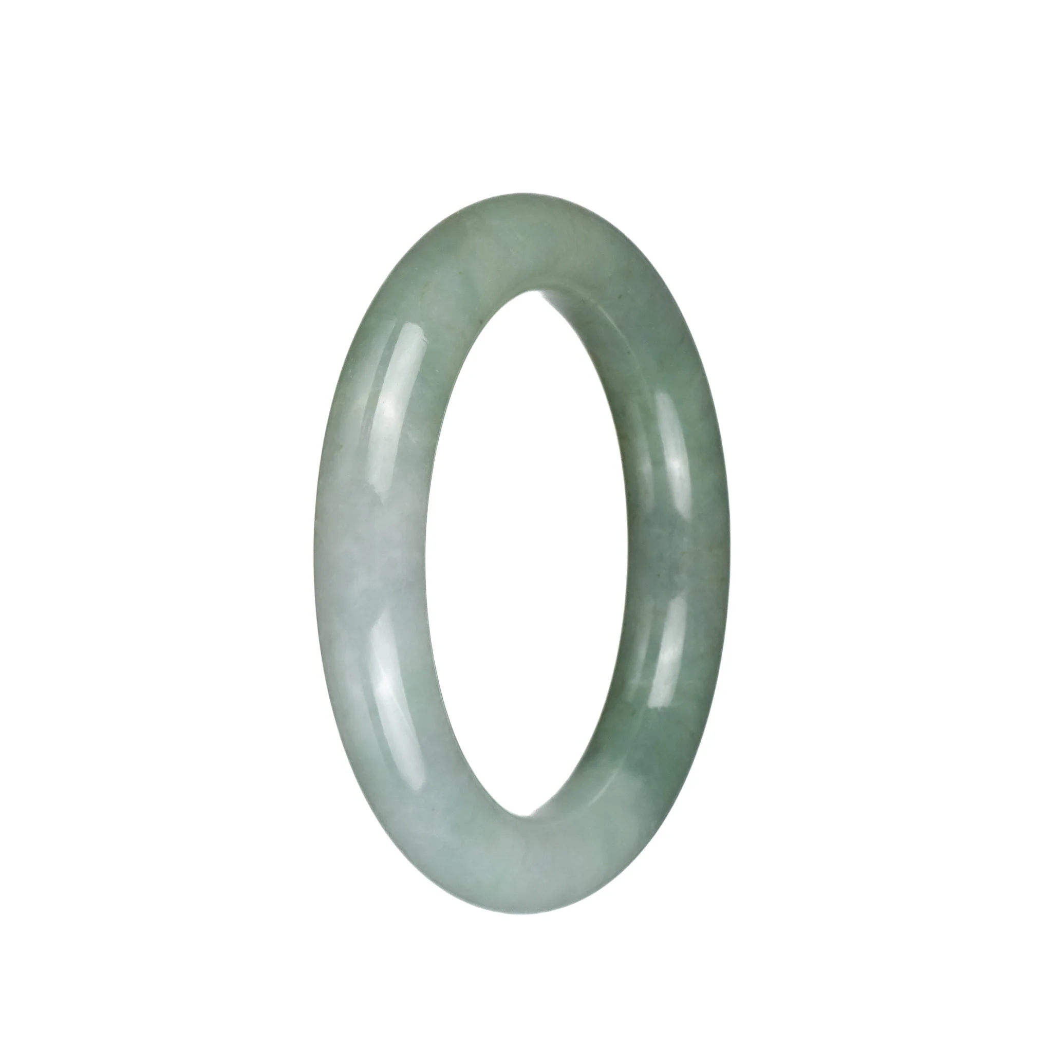 Certified Type A Light Green Burma Jade Bangle Bracelet - 55mm Round - Image 2