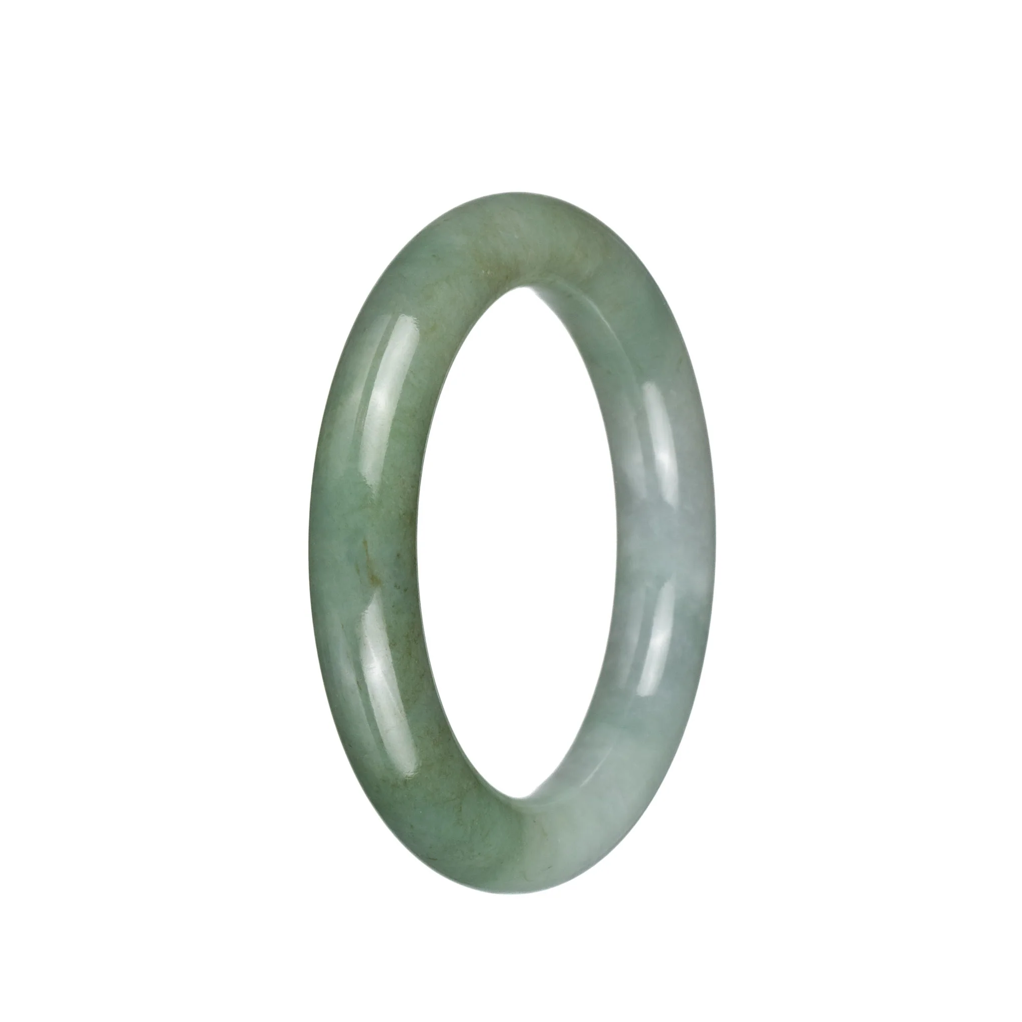 Certified Type A Light Green Burma Jade Bangle Bracelet - 55mm Round - Image 3