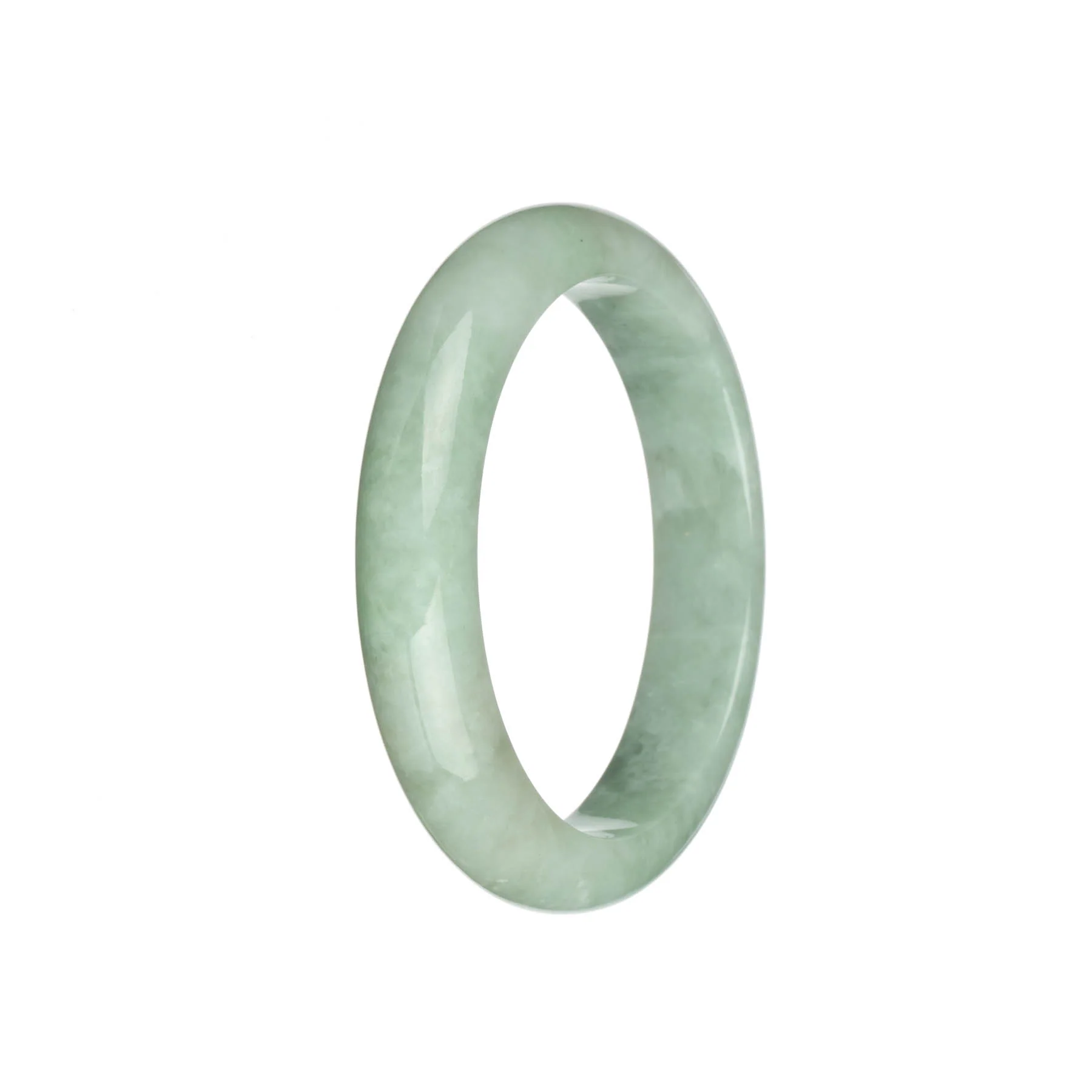 Certified Type A Light Green Traditional Jade Bangle Bracelet - 58mm Half Moon - Image 3