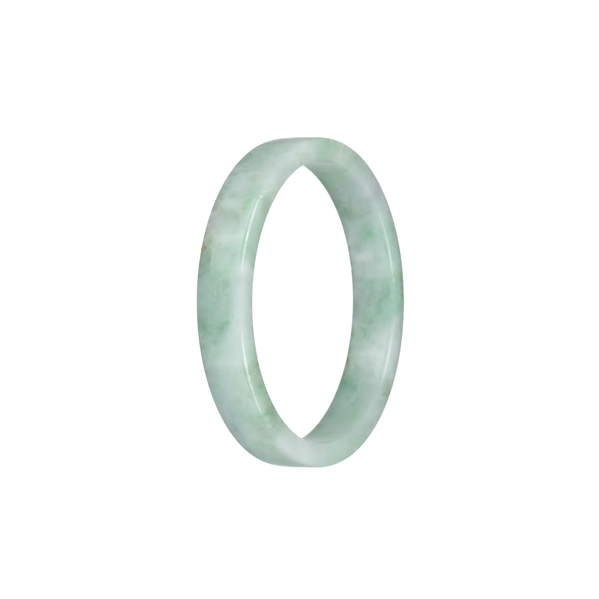 Certified Untreated Pale Green with Green Pattern Traditional Jade Bangle - 52mm Flat - Image 2