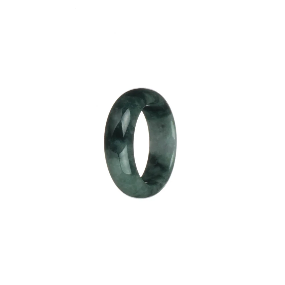 Certified Dark Green Burmese Jade Band - US 8.5 - Image 2