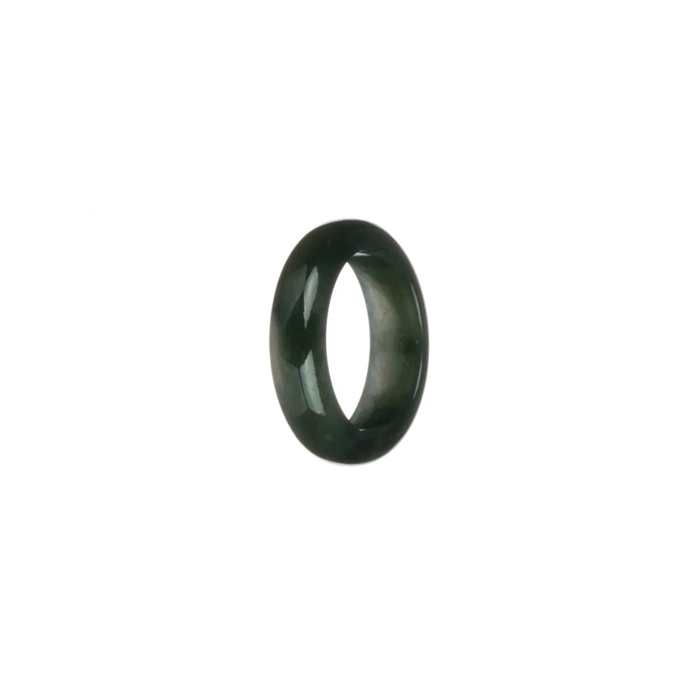Certified Dark Green Burmese Jade Band - US 7 - Image 3