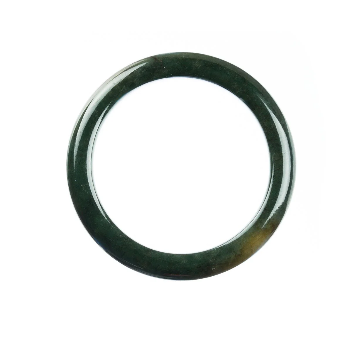Genuine Untreated Dark Green Traditional Jade Bangle Bracelet - 57mm Semi Round - Image 4