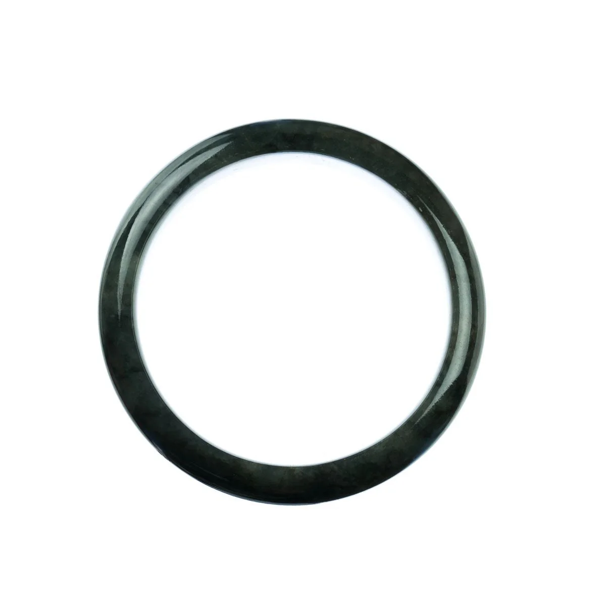 Genuine Grade A Dark Grey Jadeite Jade Bracelet - 58mm Half Moon - Image 3