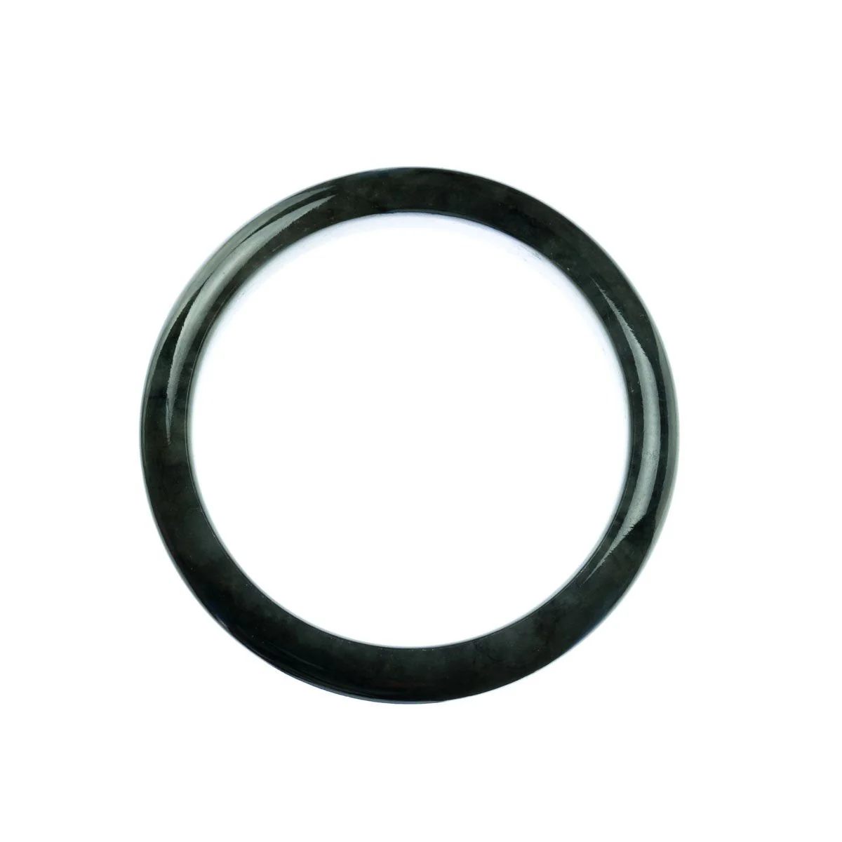 Genuine Grade A Dark Grey Jadeite Jade Bracelet - 58mm Half Moon - Image 4