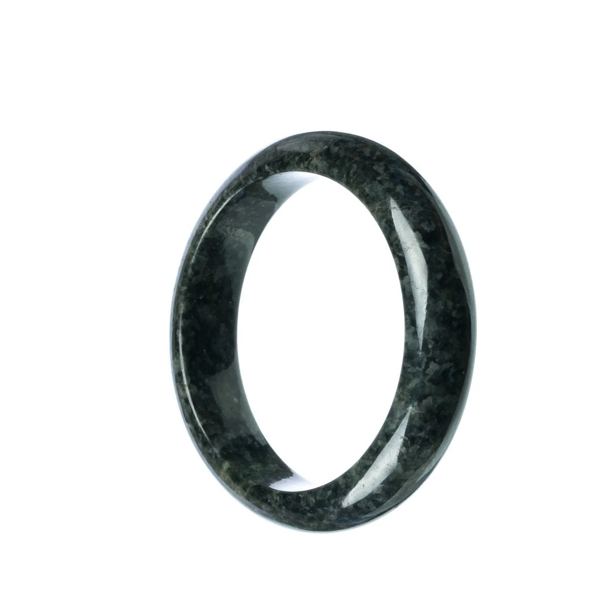 Authentic Type A Dark Grey Jadeite Bracelet - 55mm Half Moon - Image 2