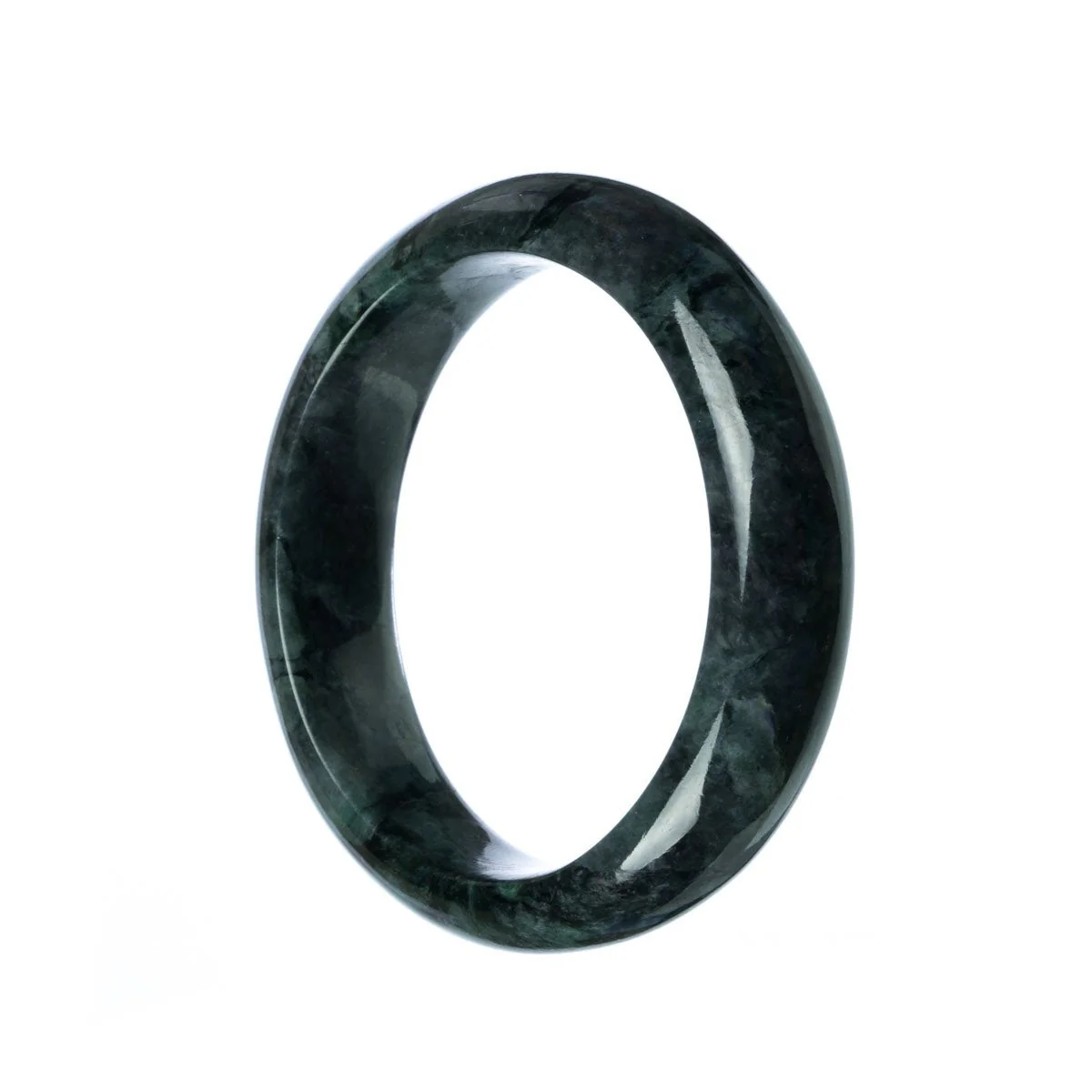 Real Natural Dark Grey Jadeite Jade Bangle - 59mm Half Moon - Image 2