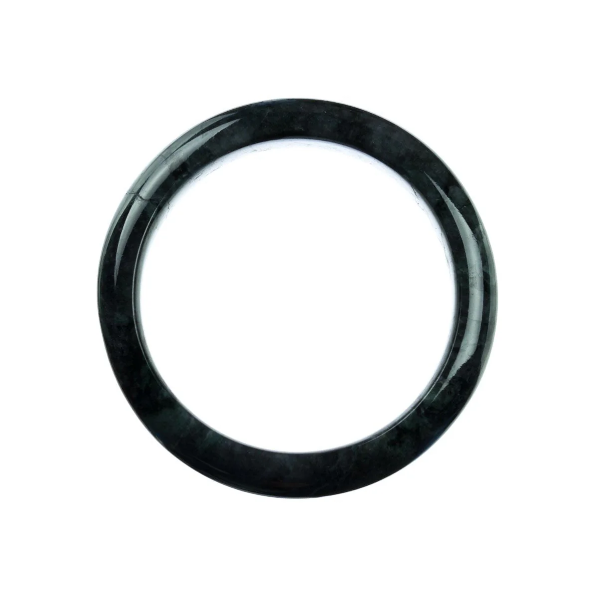 Real Natural Dark Grey Jadeite Jade Bangle - 59mm Half Moon - Image 4