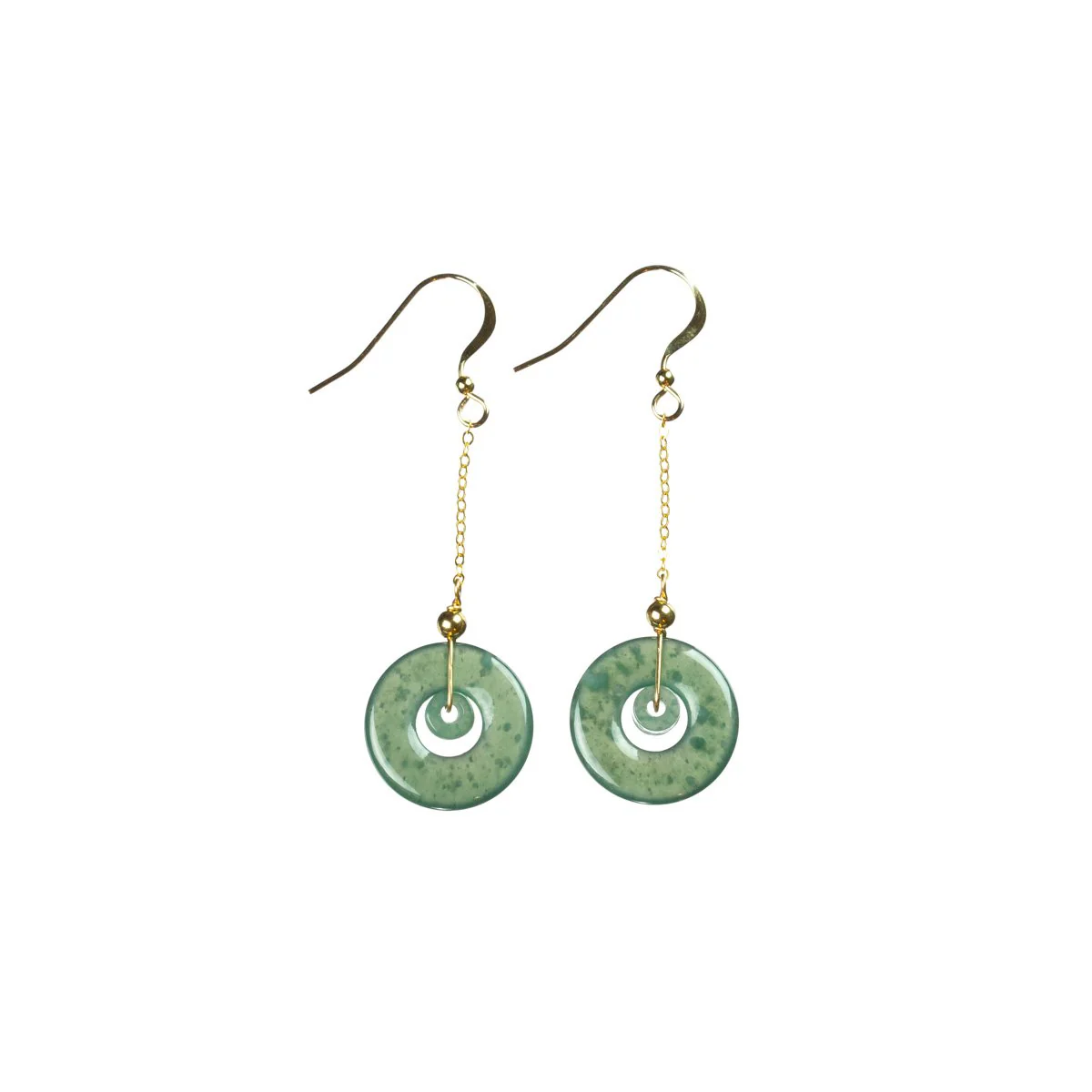 Icy Bluish Green Jade Gold Drop Earrings