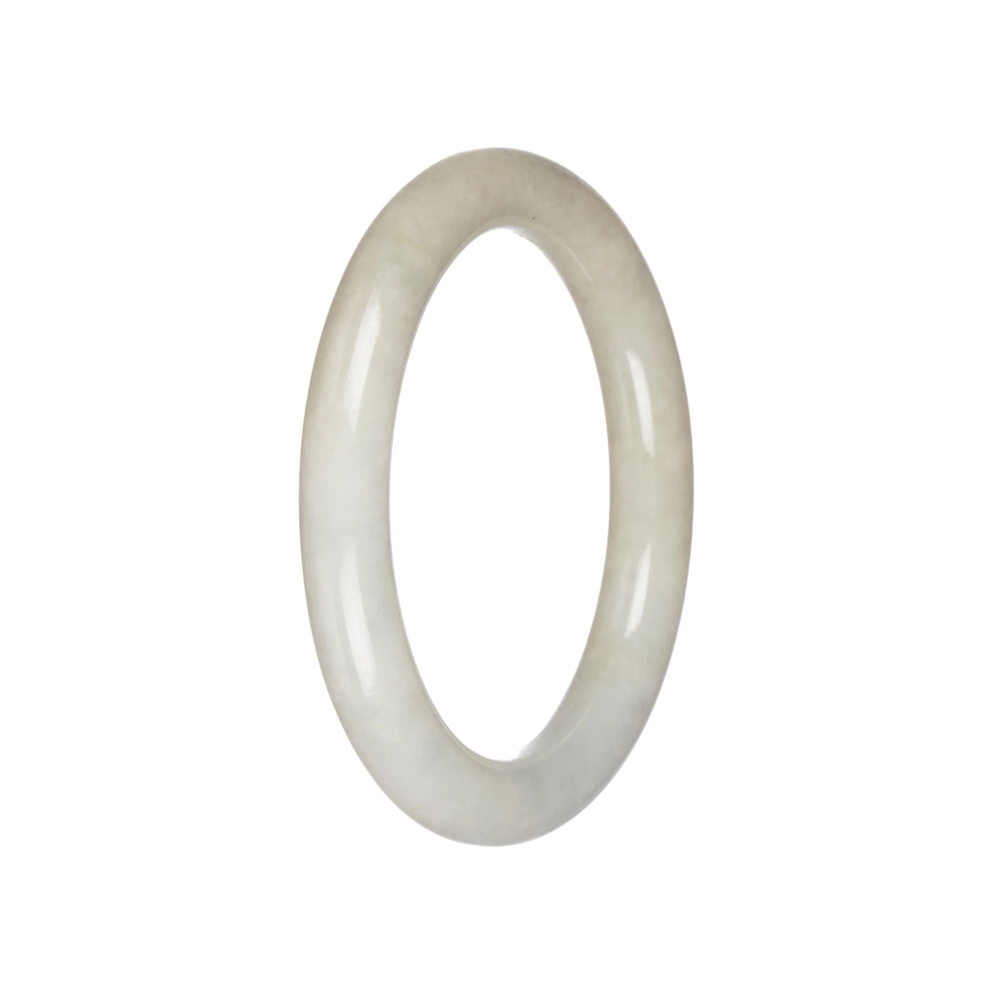 Genuine Creamy Whtie Traditional Jade Bangle - 57mm Round - Image 2